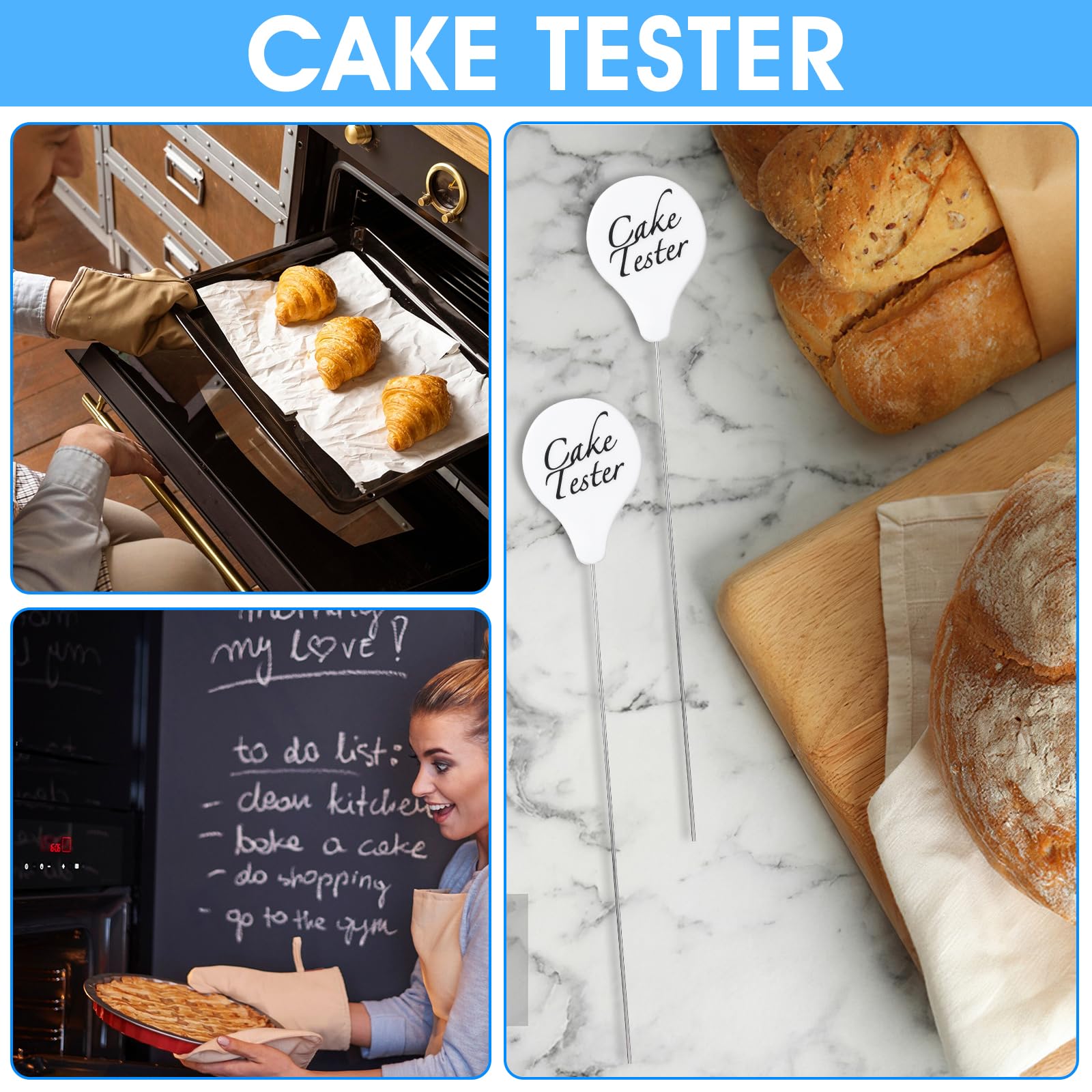 Mabor 2-Pack Stainless Steel Cake Tester Kit - Professional Baking Doneness Tool for Cakes, Cupcakes & Bread - Essential Kitchen & Home Bakery Accessories for Perfect Baking Every Time (Great for Bakers & Cooking Enthusiasts)