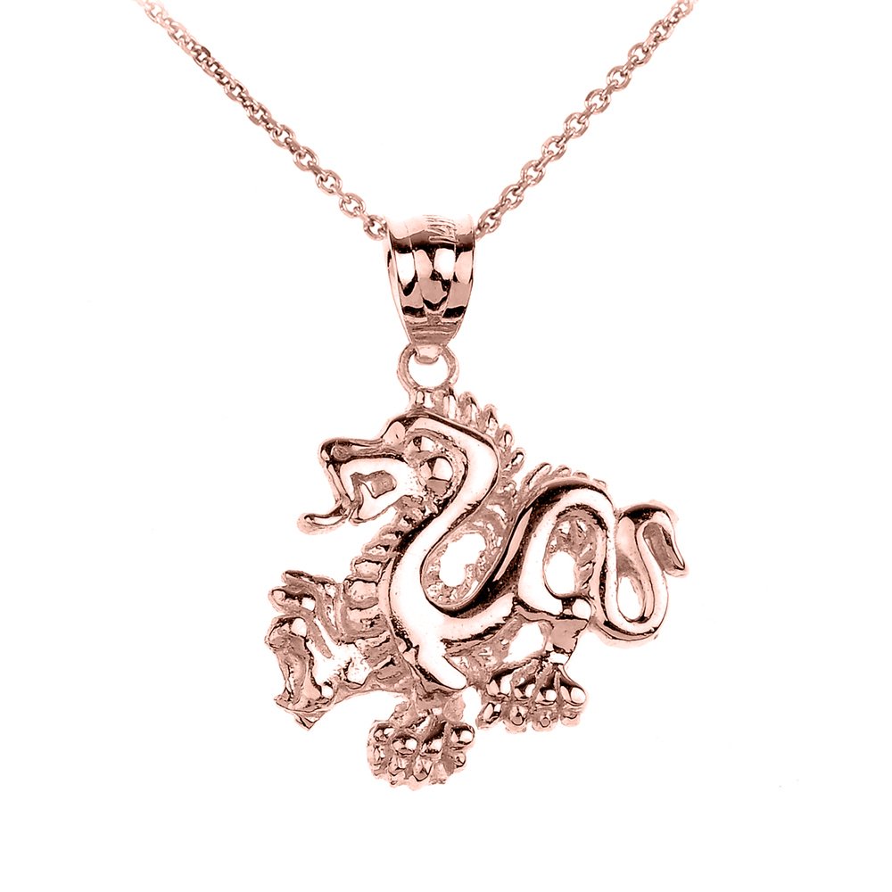 14K Rose Gold Chinese Dragon Charm Pendant Necklace for Women - Elegant Jewelry Gift for Birthday, Anniversary & Special Occasions