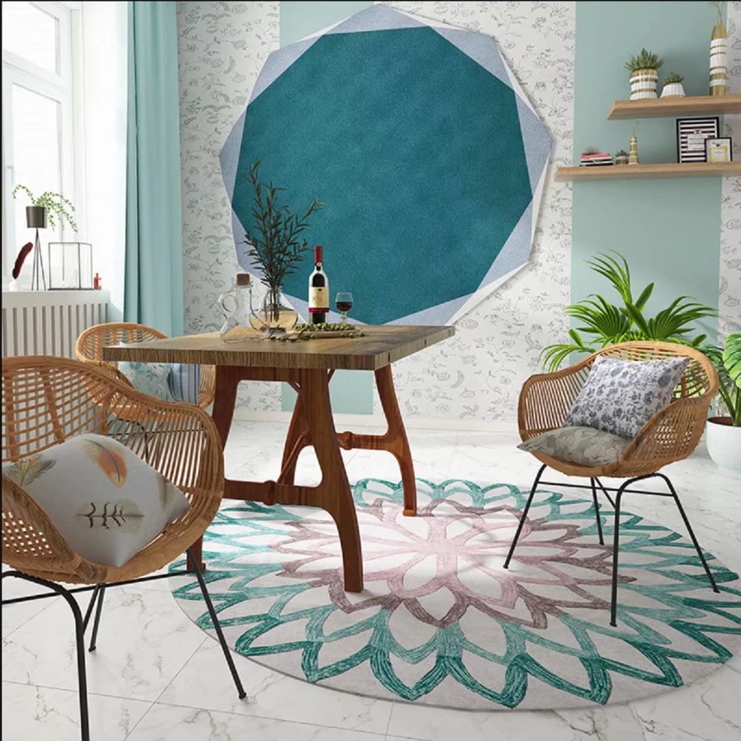 Large 5ft Boho Mandala Round Area Rug - Washable Bohemian Floor Mat for Living Room, Dining Room & Bedroom Decor | Perfect for Yoga, Meditation & Cozy Home Styling