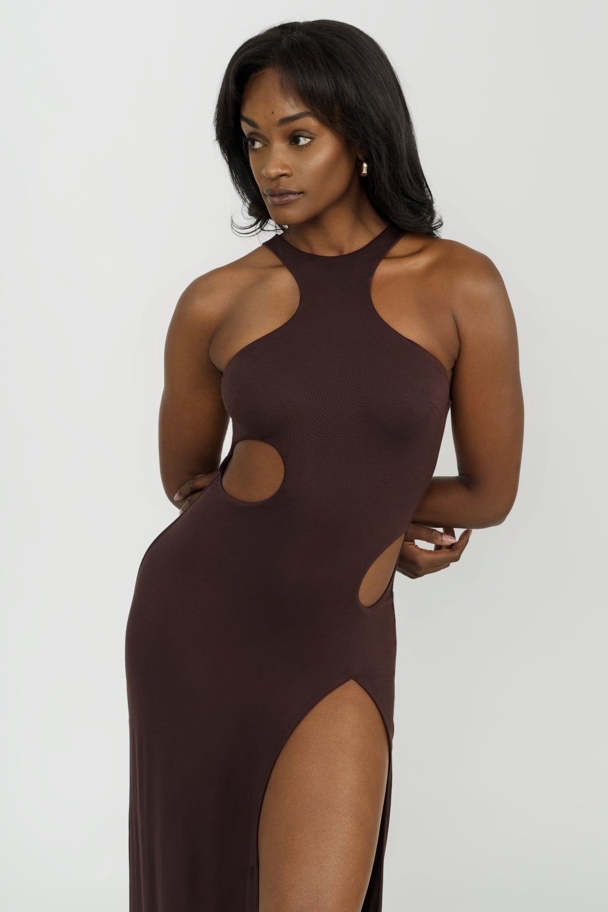 Elegant Capri Maxi Dress in Chocolate Brown - Perfect for Summer Beach Vacations & Casual Outings
