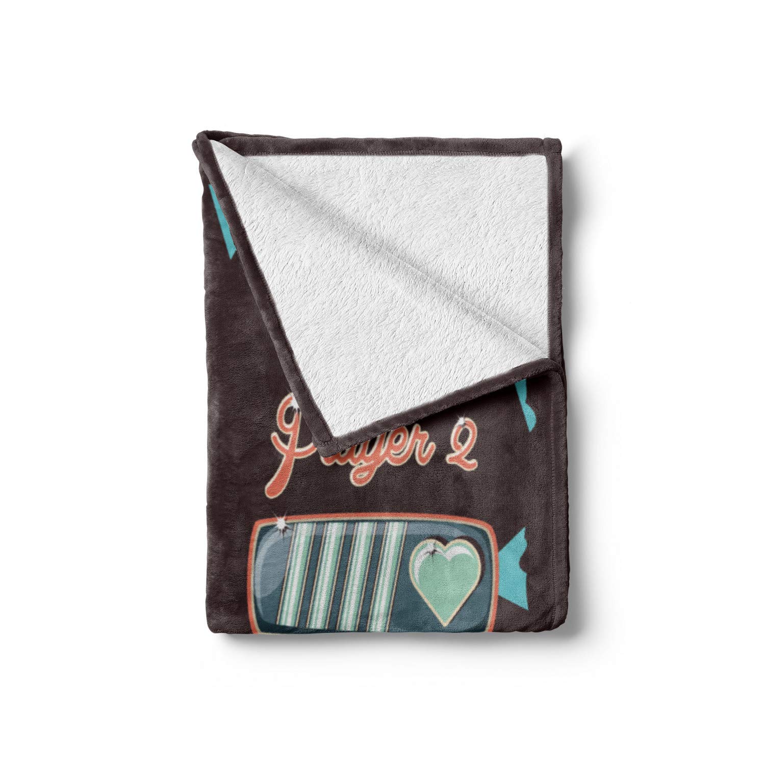 Ambesonne Gaming Throw Blanket - Nostalgic Gameboy Design for Multiple Players | Soft Flannel Fleece Blanket 50