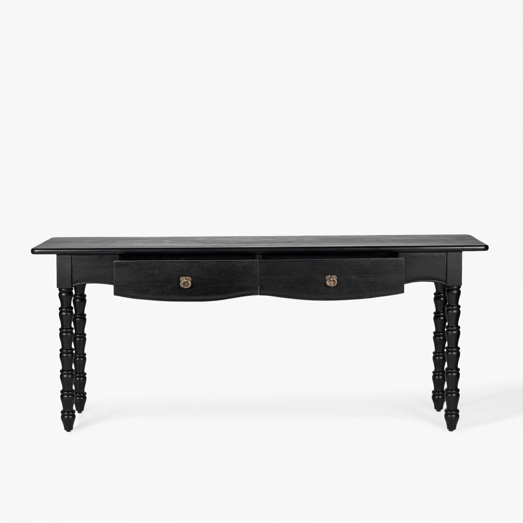 Modern Black Spindle Console Table - Entryway, Hallway & Living Room Accent Furniture for Home Decor