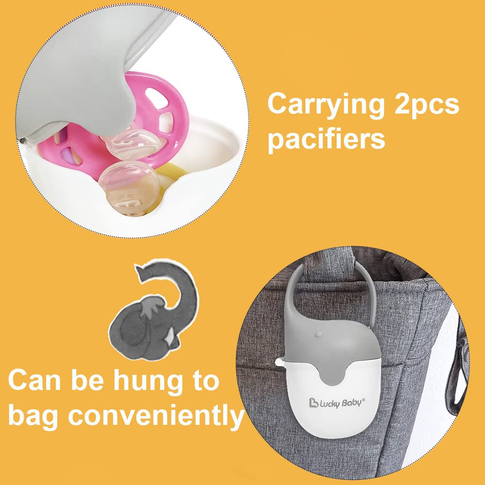 BUZHI Baby Pacifier Holder Case - BPA Free Travel Soother Container with 2 Pacifiers - Perfect for On-the-Go Parents, Daycare & Outdoor Activities