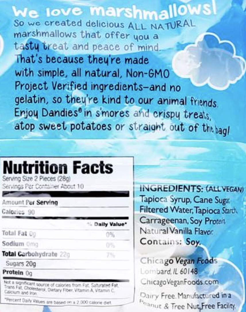 Dandies Vegan Marshmallows - Vanilla Flavor, 10 Ounce (Pack of 5) | Gluten-Free, Gelatin-Free, Non-GMO | Perfect for Hot Cocoa, Campfire S'mores & Vegan Baking