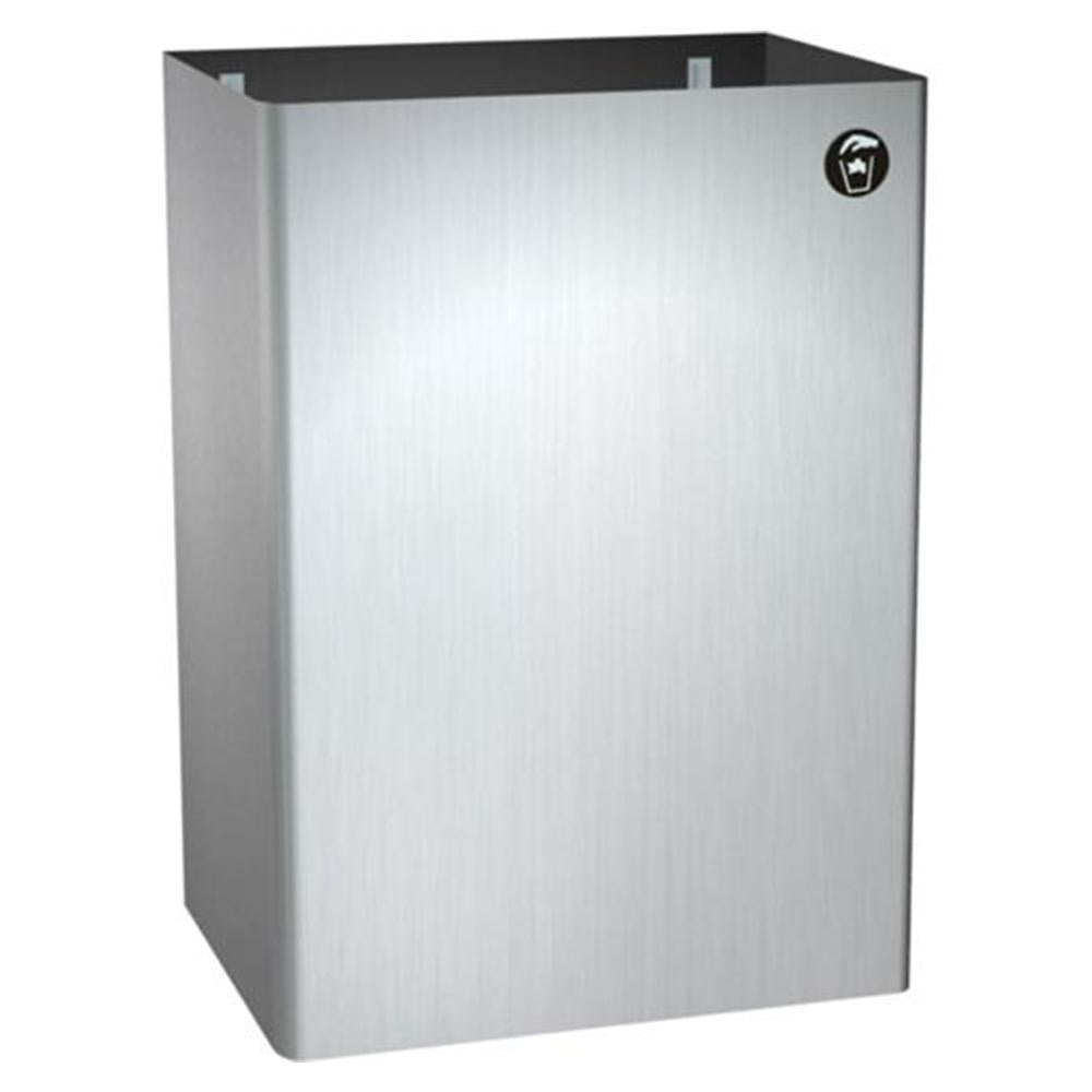 ASI 0826 12 Gallon Traditional Waste Receptacle - Surface Mounted Satin Finish Trash Can for Office, Kitchen & Commercial Spaces