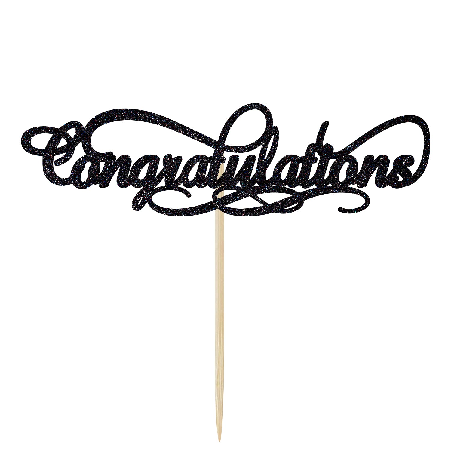 Black Glitter Cake Topper for Graduation, Wedding, Anniversary, Retirement & Gender Reveal Parties – Perfect for Celebrations & Special Events