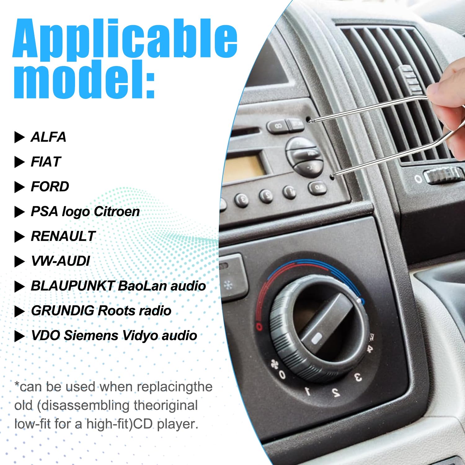4PCS Universal Car Radio Stereo Removal Tool Kit - U & V Shape Keys for Easy Radio Extraction, Dash Access & DIY Repair | Perfect for Car Audio Installation, Maintenance & Head Unit Replacement