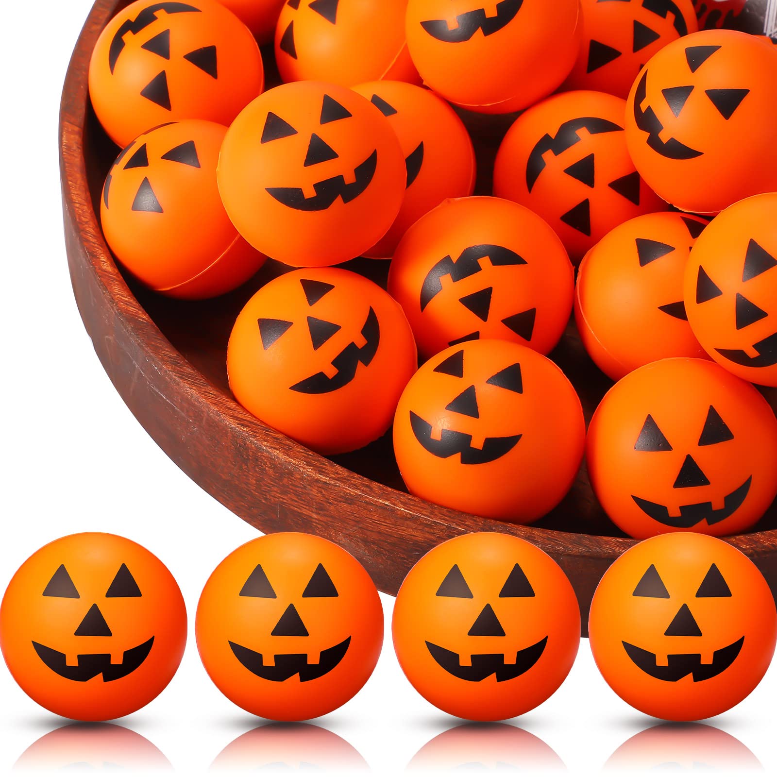 Jerify 30-Pack Halloween Stress Balls - 1.57 Inch Foam Pumpkin, Ghost & Bat Shapes - Bulk Party Favors for Halloween, Carnival, Fall Festival - Perfect for Classroom Rewards, Office Stress Relief & Trick-or-Treat Goodie Bags