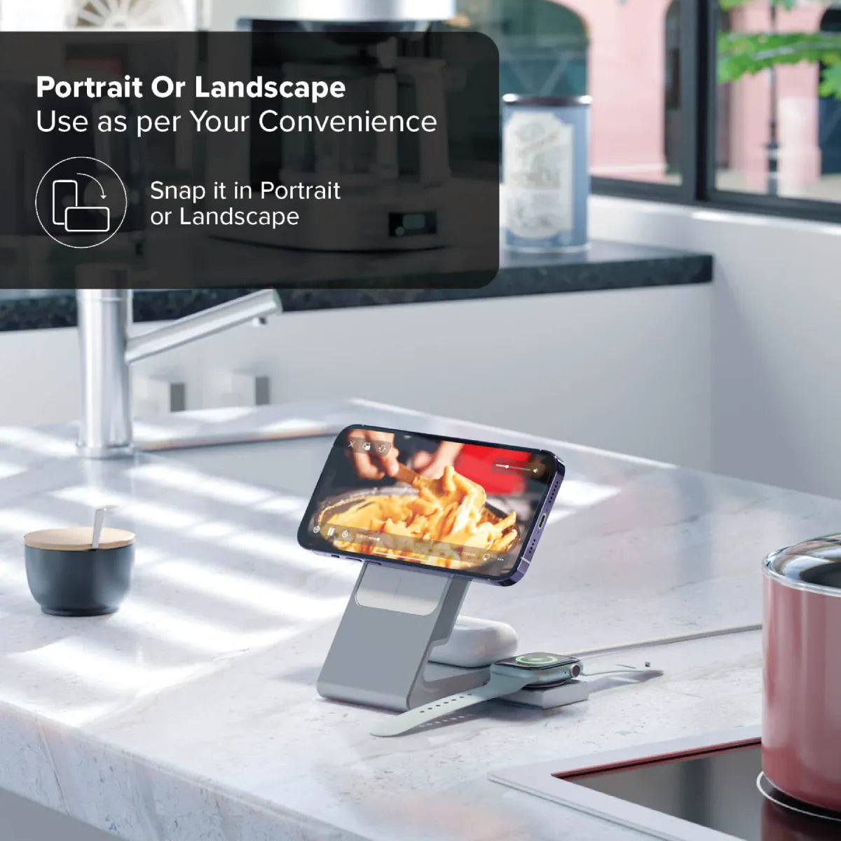 3-in-1 Magnetic Wireless Charging Station for iPhone 16/12, Apple Watch & AirPods - Fast Charging Dock with Universal Compatibility for All Apple Devices | Perfect for Home, Office & Travel