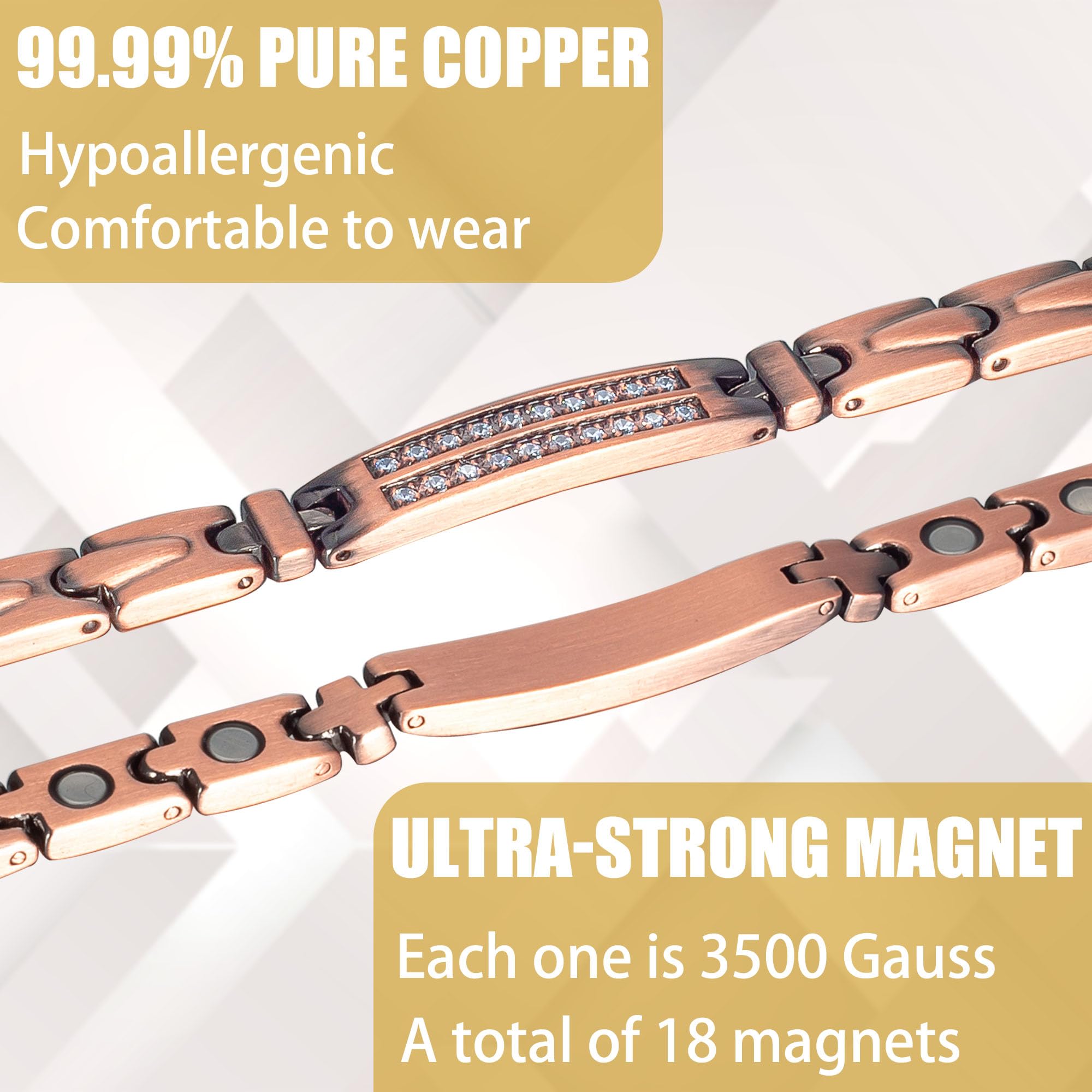 MagVIVACE Copper Ankle Bracelet for Women - 99.99% Pure Solid Copper Magnetic Lymph Detox Anklet with 3500 Gauss Magnets (9.45 inch) - Perfect for Wellness, Fashion & Pain Relief Jewelry