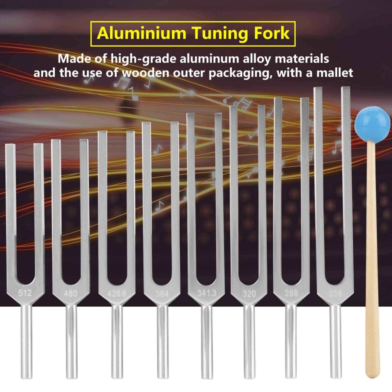8Pcs Aluminum Alloy Y-Type Tuning Fork Set for Medical Diagnostics & Physics Classes - Professional Ear Tuning & Vibration Therapy Tools for Hearing Tests, Sound Healing, and Science Education