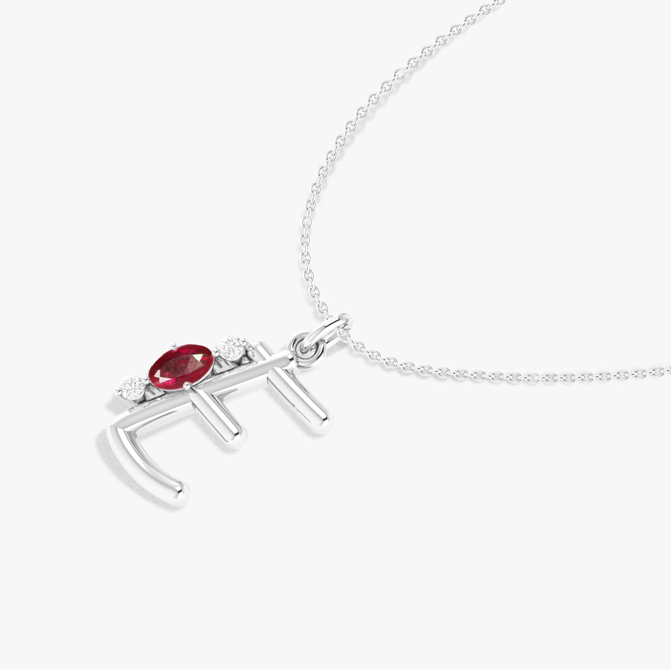 Initial E Alphabet Pendant Necklace with Natural Ruby & Zircon - Elegant Personalized Jewelry Gift for Women, Perfect for Birthdays, Anniversaries & Special Occasions