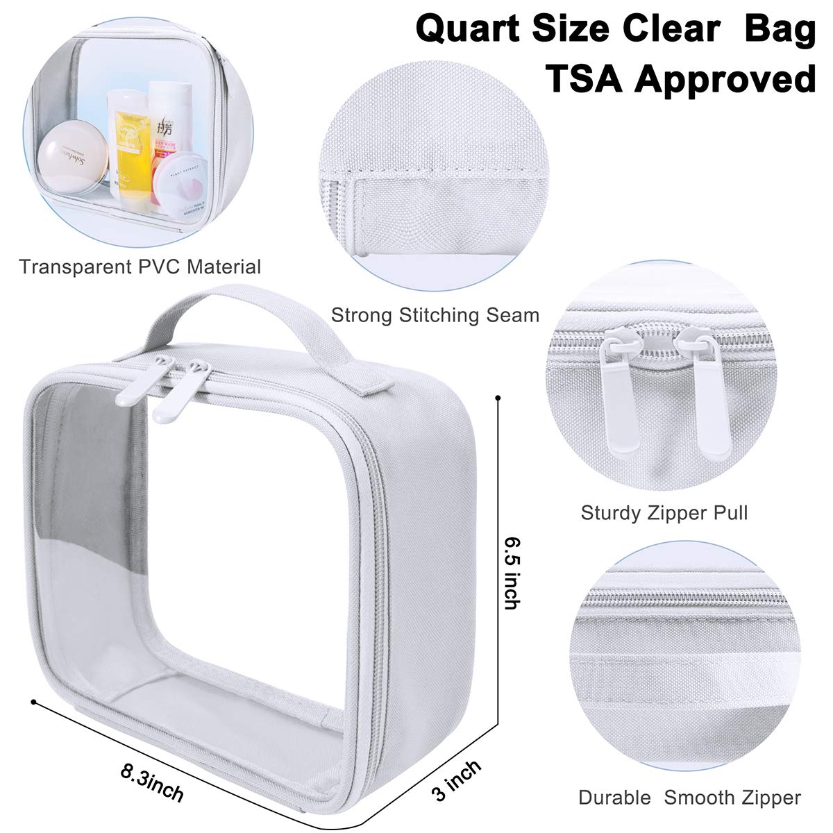 ANRUI TSA Approved Clear Travel Toiletry Bag for Carry-On Liquids, Cosmetics & Essentials - Perfect for Airplane, Gym & Weekend Trips