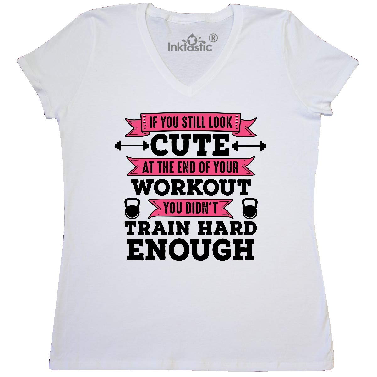 Inktastic Women's Fitness Workout V-Neck T-Shirt - Cute Training Top for Gym, Yoga & Running - Comfortable & Stylish Activewear for Women