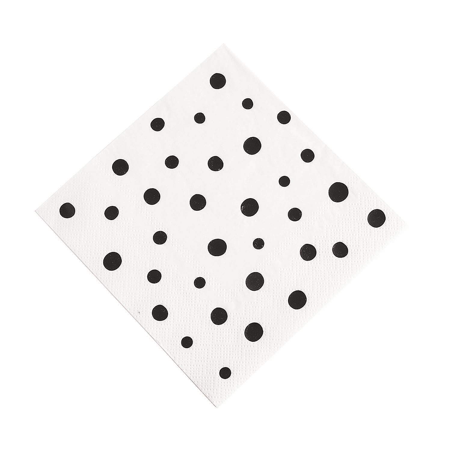 Black Metallic Dot Disposable Lunch Napkins - 32 Pack - Elegant Party Supplies for Weddings, Birthdays & Special Events