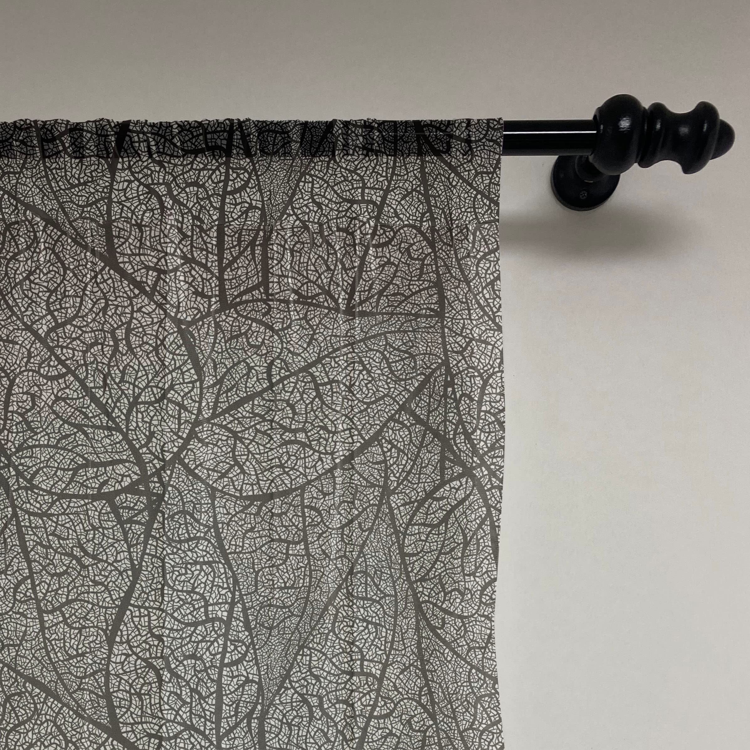 Ambesonne Black White Abstract Leaf Tulle Curtains with Rod Pocket - Monochrome Vein Swirl Design Sheer Drapes for Living Room, Bedroom, Wedding (2 Panels, 108