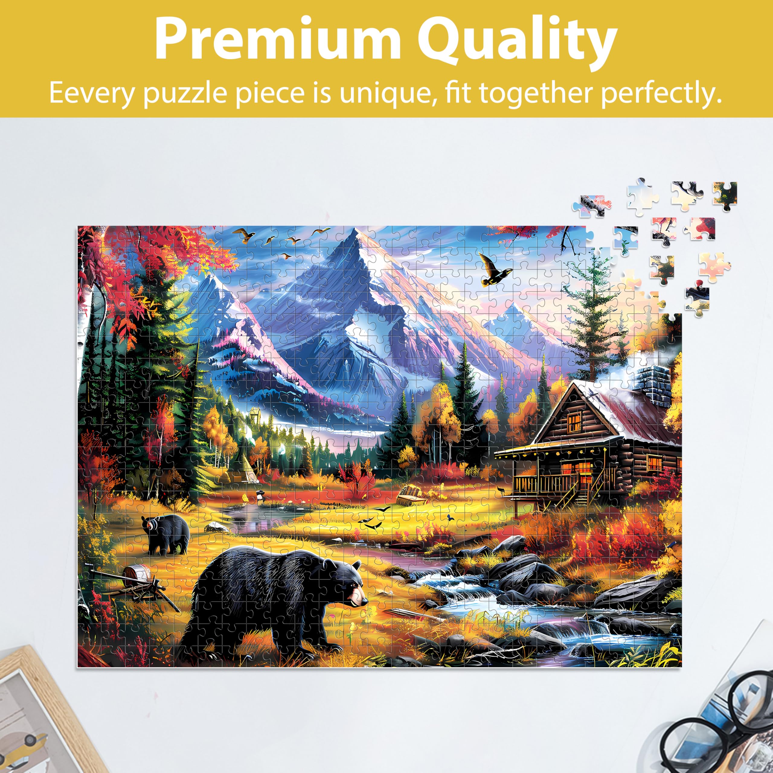 500-Piece Jigsaw Puzzle for Adults & Kids - Bear Mountain Nature Scenery - Challenging Family Game - Eco-Friendly Recycled Paper - 20.5