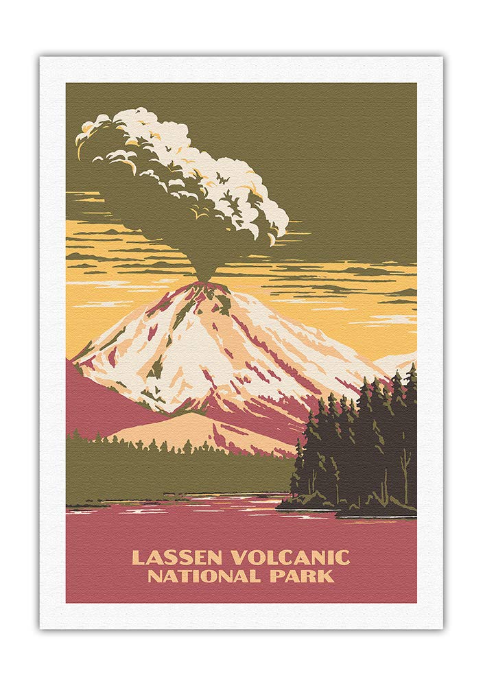 Vintage 1938 Manzanita Lake California Travel Poster by Chester Don Powell - Lassen Volcanic National Park Fine Art Canvas Print 27x40 Inches - Wall Decor for Home, Office & Cabin Retreats