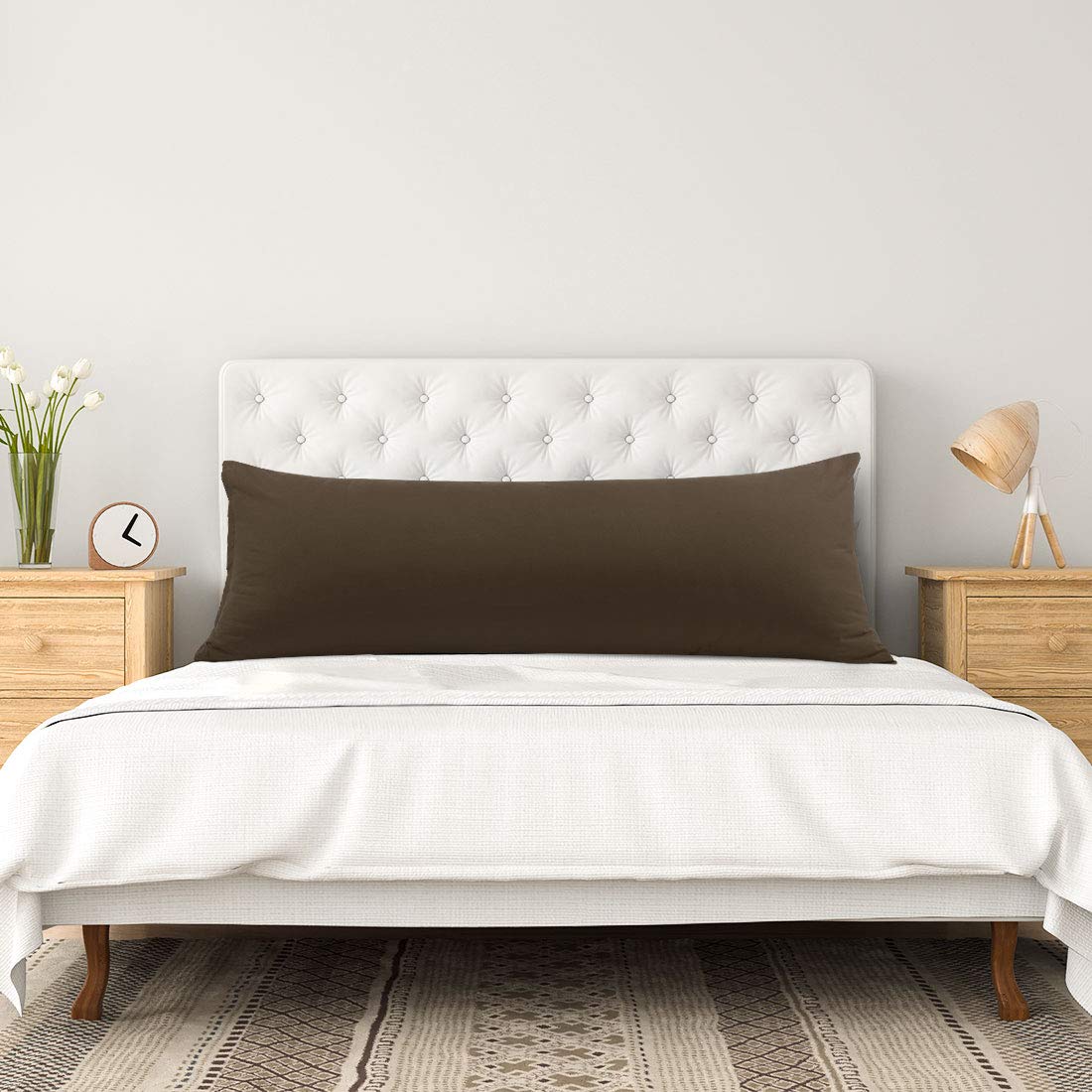 PiccoCasa 20x48 Inch Body Pillow Cover with Zipper Closure - Soft Brushed Microfiber Pillowcase (110 GSM) in Brown - Perfect for Sleeping, Maternity Support & Anime Fans