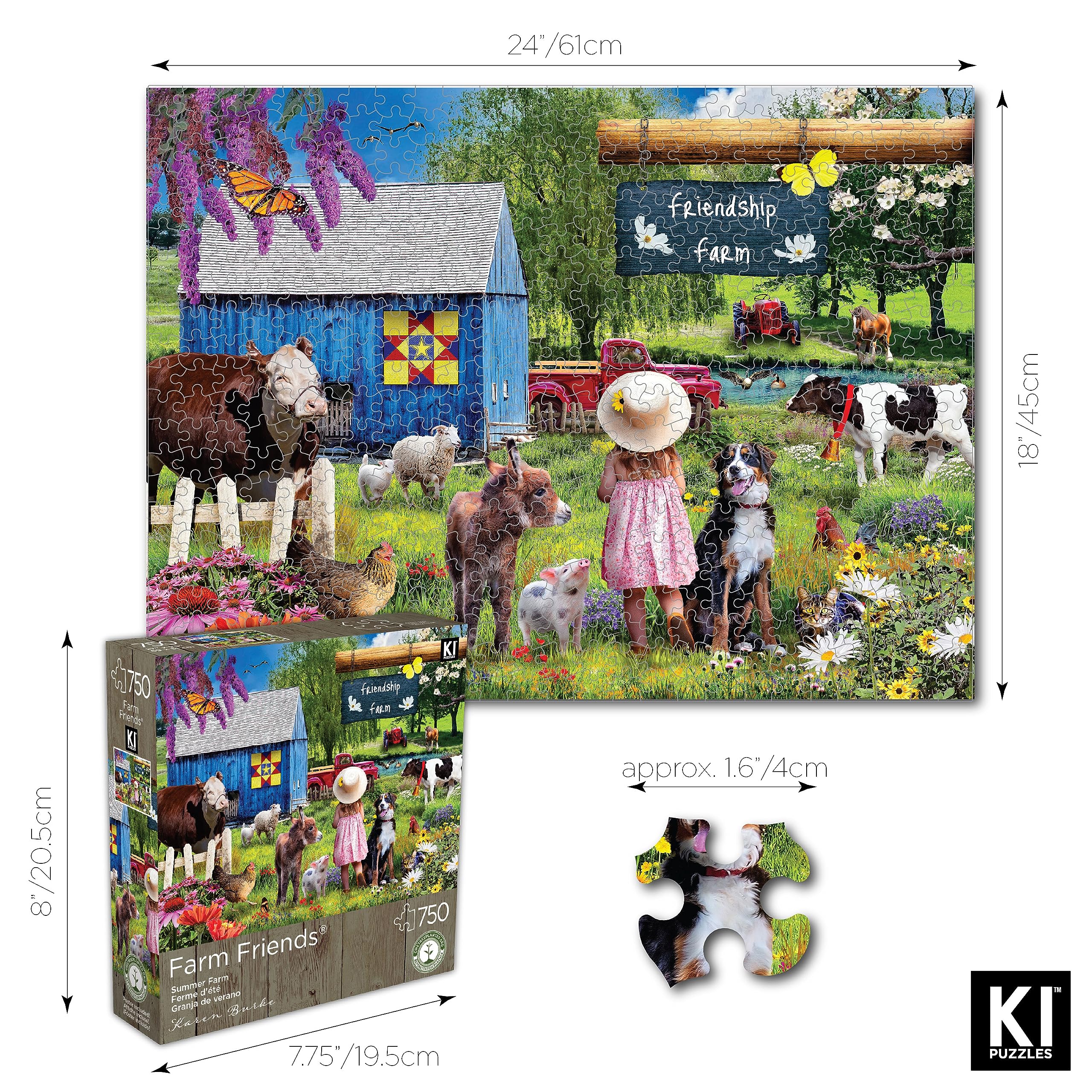 PLAYVIEW BRANDS 750 Piece Jigsaw Puzzle for Adults - Karen Burke Summer Farm Country Landscape - Challenging Puzzle Game for Family & Friends - Perfect for Relaxation, Stress Relief & Home Decor