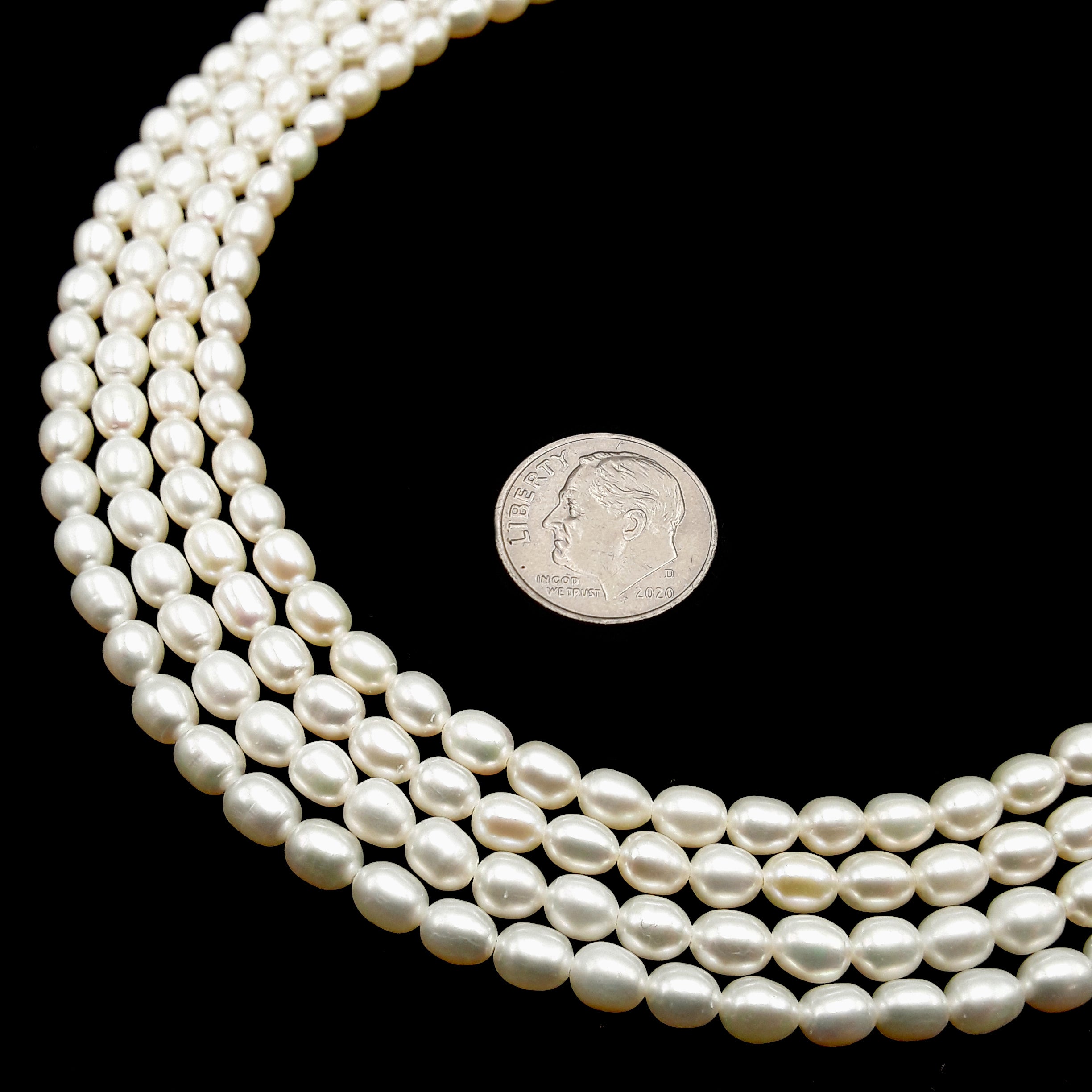 Freshwater Pearl Beads - Ivory White Oval Rice Shape 4x5mm & 5x7mm - 15.5 Inch Strand for Jewelry Making, DIY Crafts, Necklaces & Bracelets