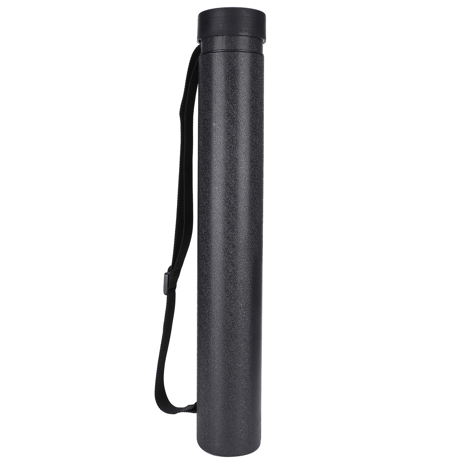 Expandable Poster Tube - Matte Texture Plastic Storage Case for Artwork, Blueprints & Documents - Portable & Durable Round Tube with Adjustable Shoulder Strap (Black) - Perfect for Artists, Architects & Students