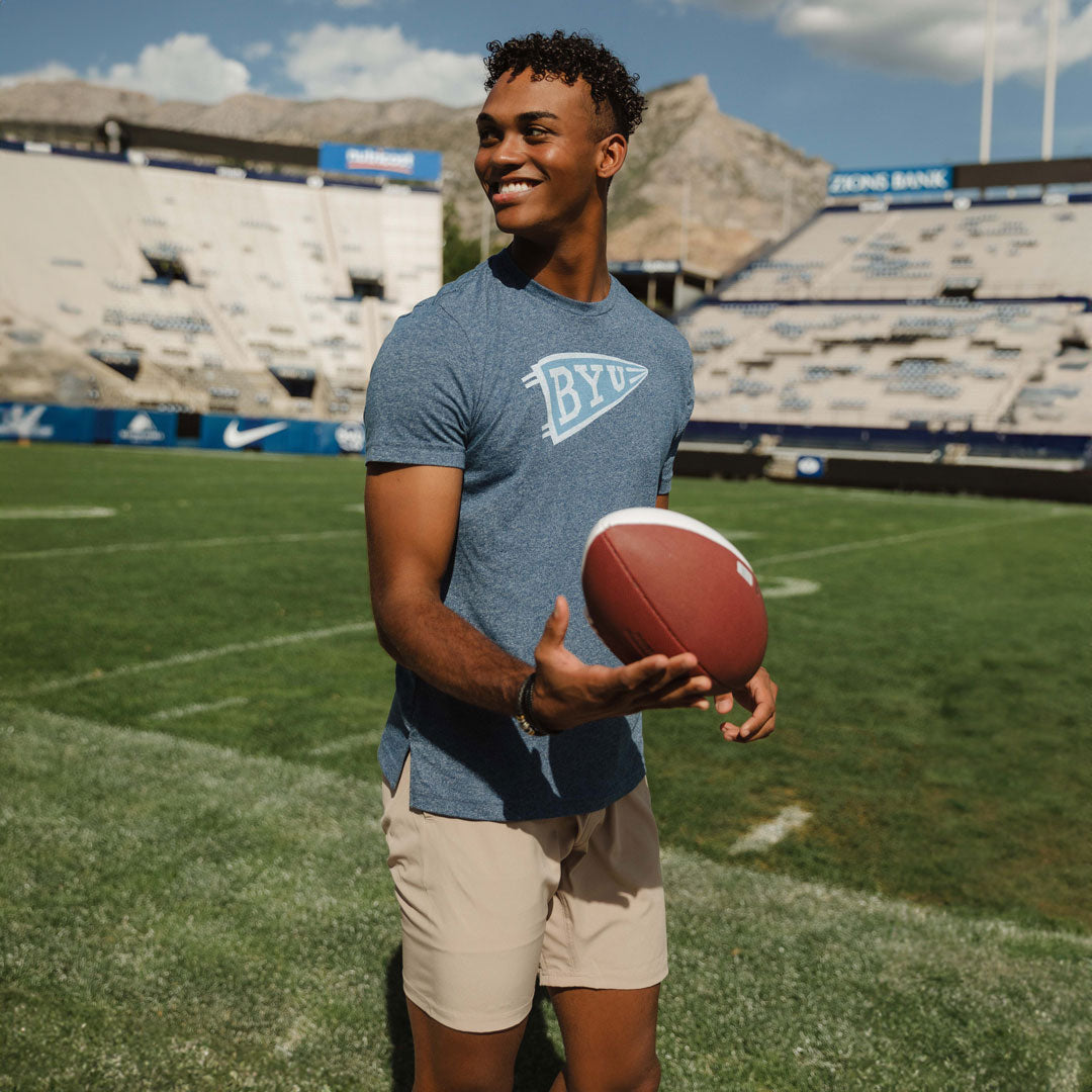BYU Men's Classic Cotton T-Shirt - Navy Blue, Comfortable & Breathable for Casual Wear, School Spirit, and Everyday Outfits