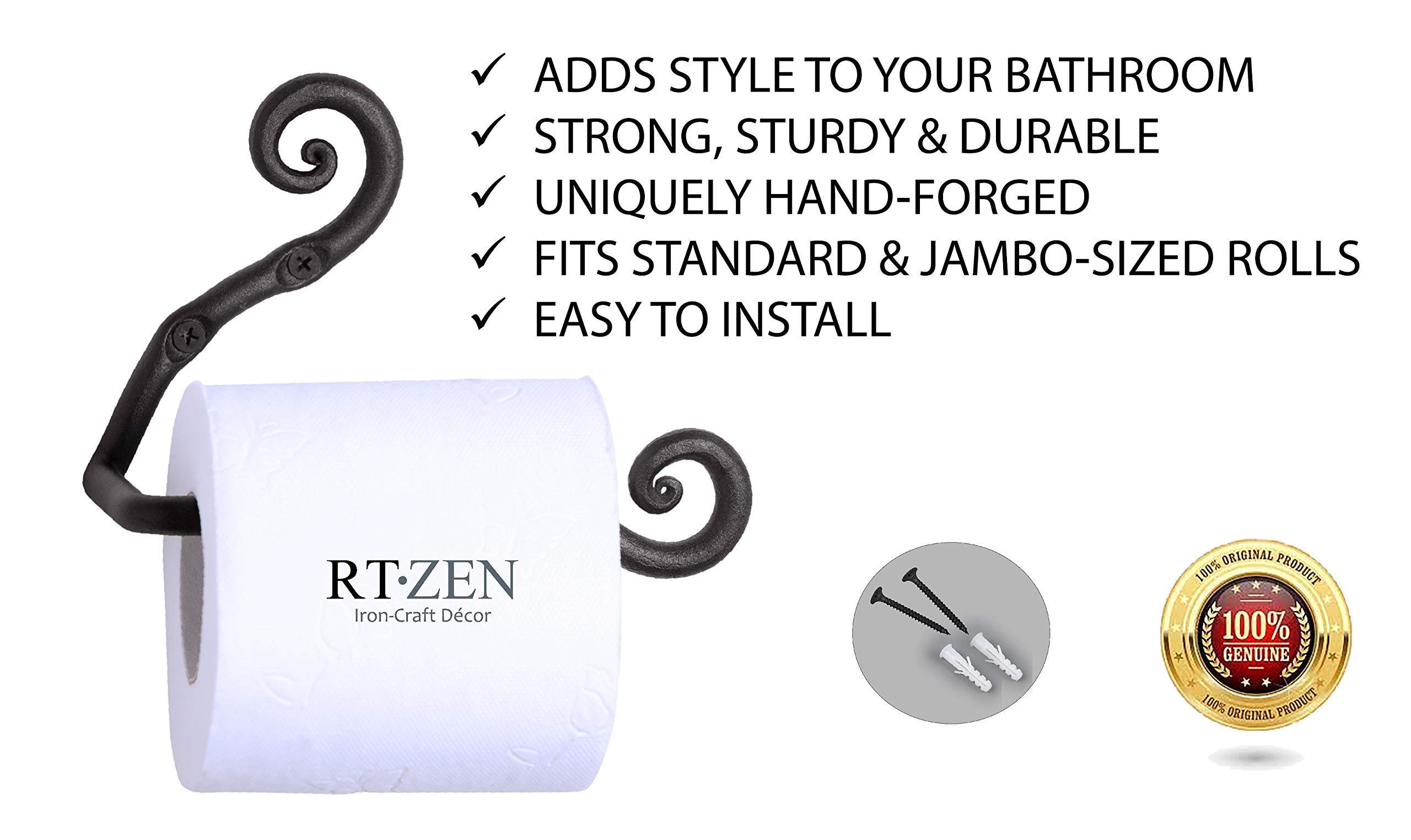 RTZEN Wrought Iron Bathroom Accessories Set - Decorative Hand Towel Bar, Body Towel Hanger & Toilet Paper Holder | Rustic Bathroom Decor for Home & Hotel Use