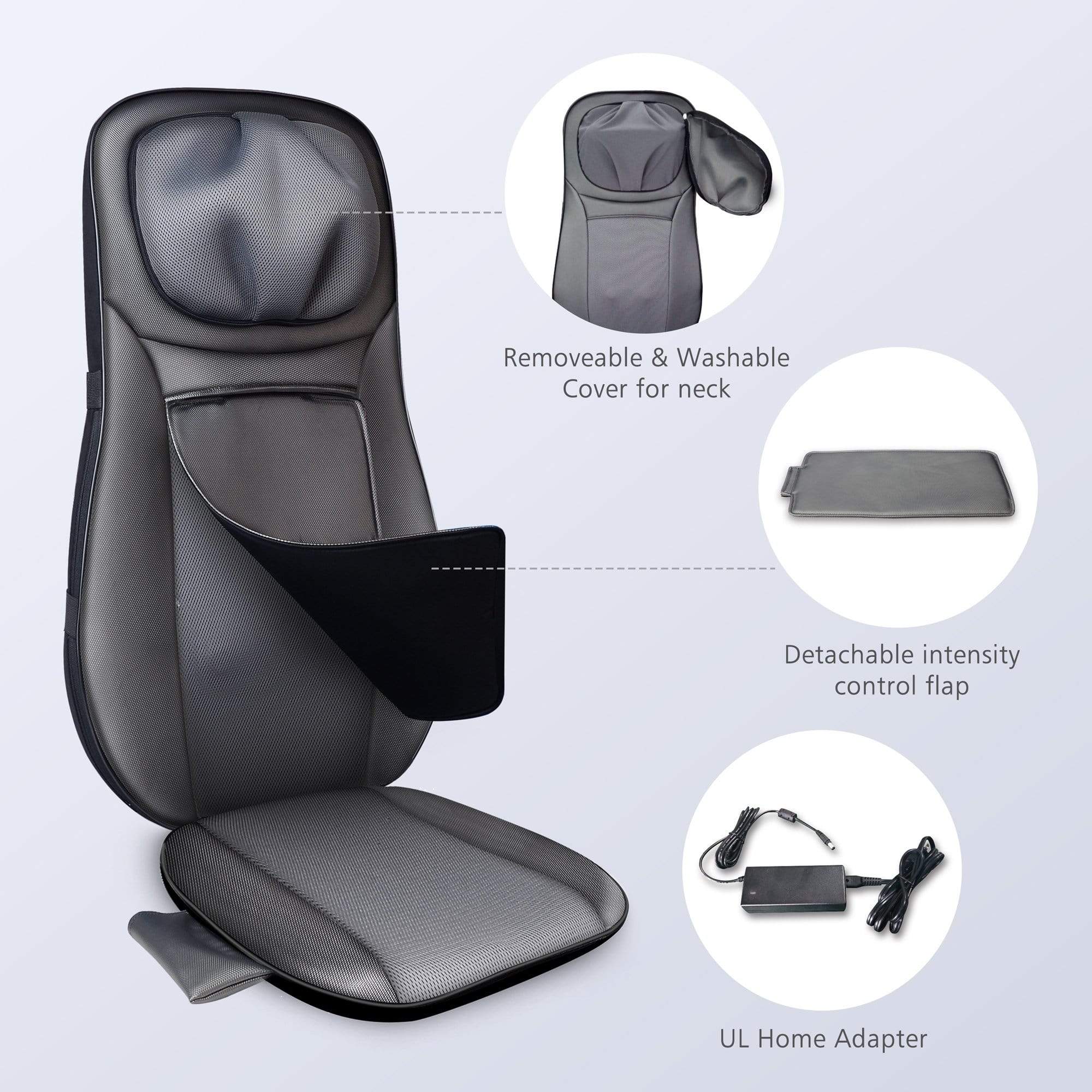 Snailax Shiatsu Neck and Back Massager with Heat - Full Back Kneading, Rolling Massage for Pain Relief - Perfect for Home, Office, and Car Use
