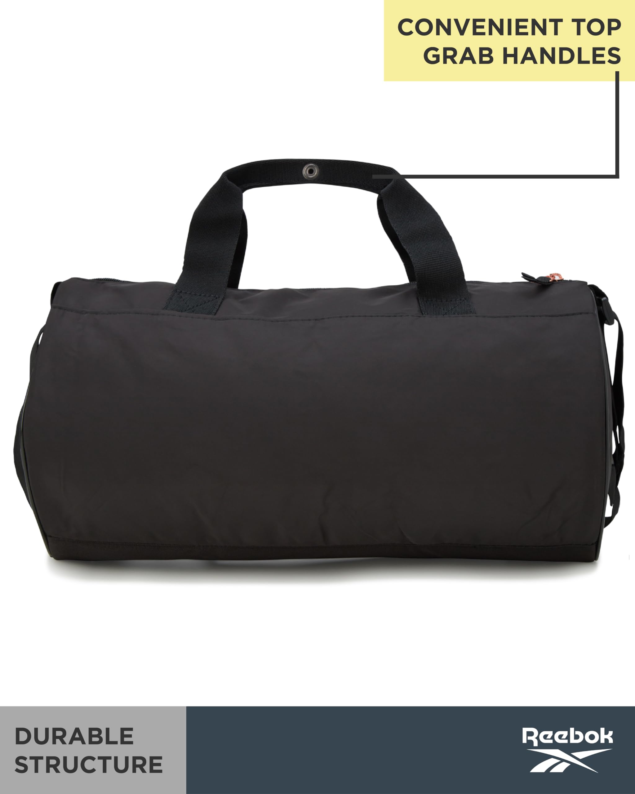Reebok Unisex Lightweight Duffle Bag - Gym, Sports & Travel Carry On Weekender for Men & Women, Black Easton (One Size) - Perfect for Workouts, Weekend Trips & Sports Gear Storage