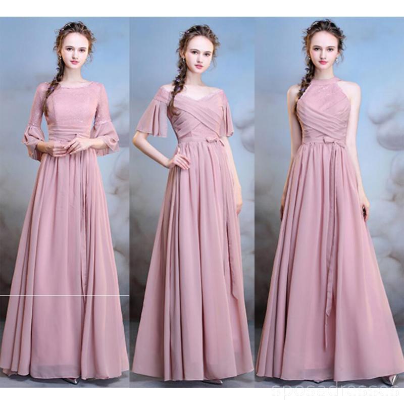 Elegant Chiffon Long Mismatched Dusty Pink Bridesmaid Dresses for Wedding Party - WG509 | Perfect for Bridal Shower, Formal Events & Special Occasions