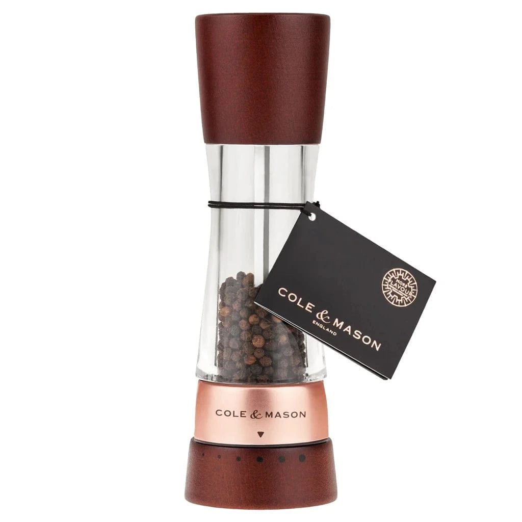 Cole & Mason Premium Pepper Mill - Adjustable Grinder with Chestnut & Rose Gold Finish - Perfect for Kitchen, Dining Table & Gourmet Cooking