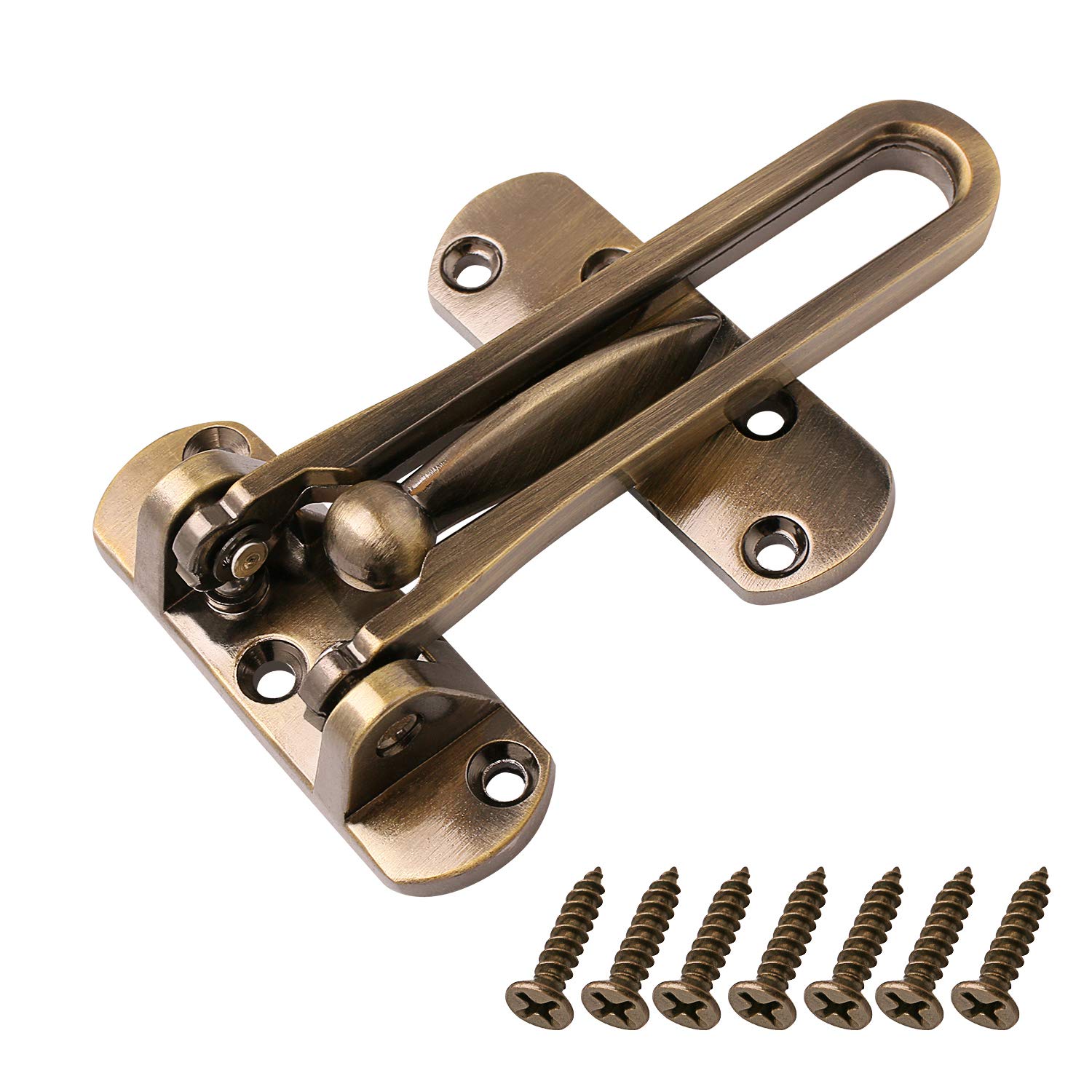 Premium Solid Aluminum Alloy Door Reinforcement Lock - Heavy Duty Swing Bar Security Latch for Front Doors | Child Safety & Home Protection | Ideal for Apartments, Houses & Storm Doors (Bronze Finish)