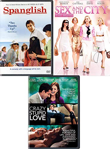Crazy Stupid Love, Sex and the City & Spanglish Triple DVD Movie Set - Romantic Comedy Collection for Date Night, Girls' Night & Relaxing Evenings