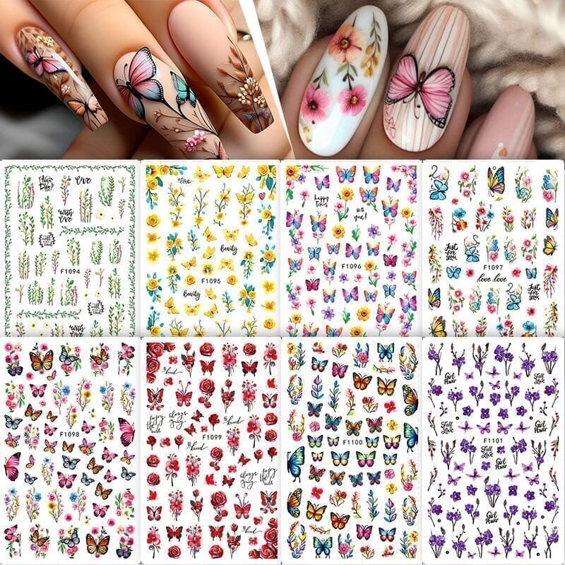 3D Green Plants Nail Stickers F1094 - DIY Floral Nail Art Decals for Women, Perfect for Spring & Summer Manicures, Parties & Special Occasions