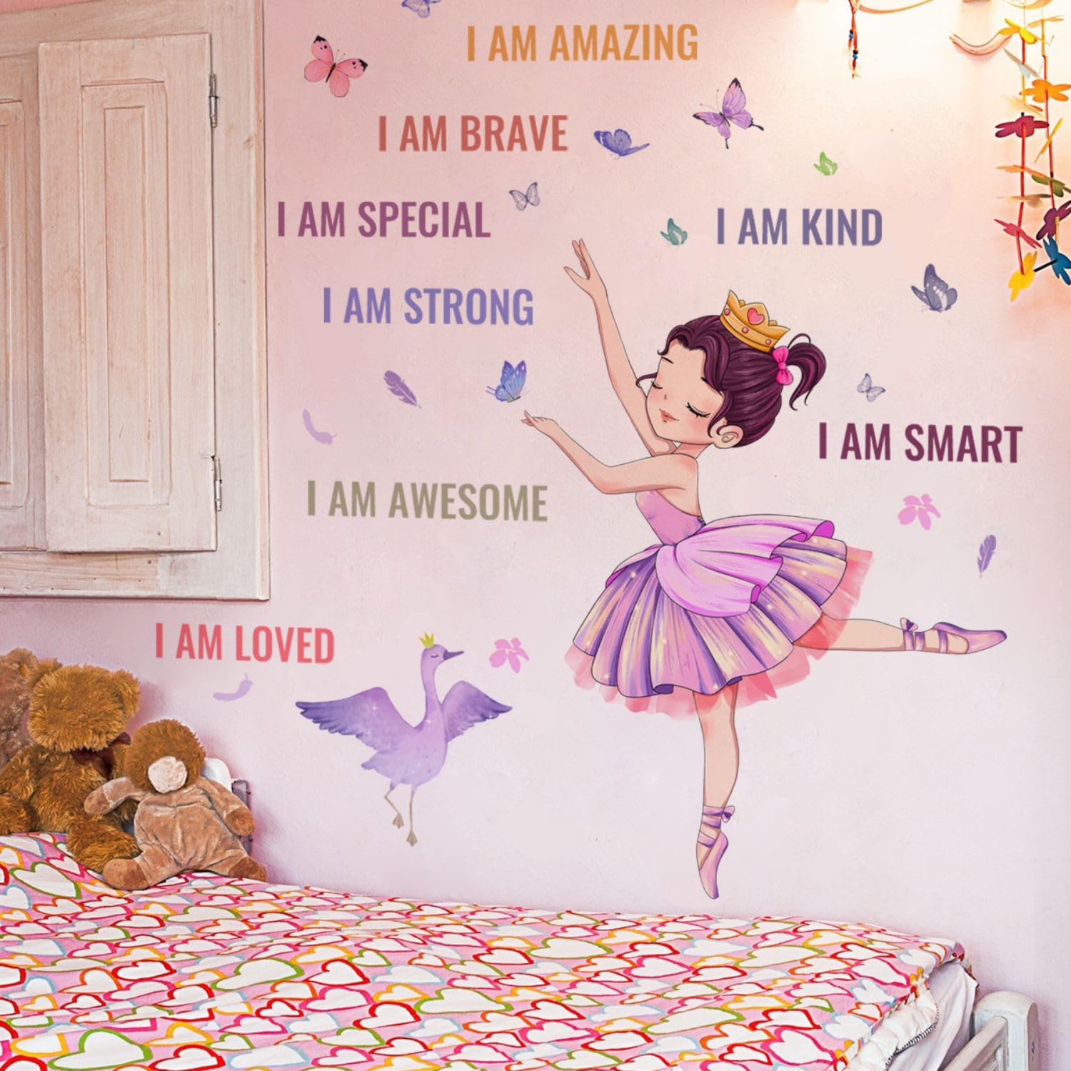 OOTSR Ballet Wall Decals for Girls - Inspirational Princess Room Decor for Bedroom, Nursery & Dance Class