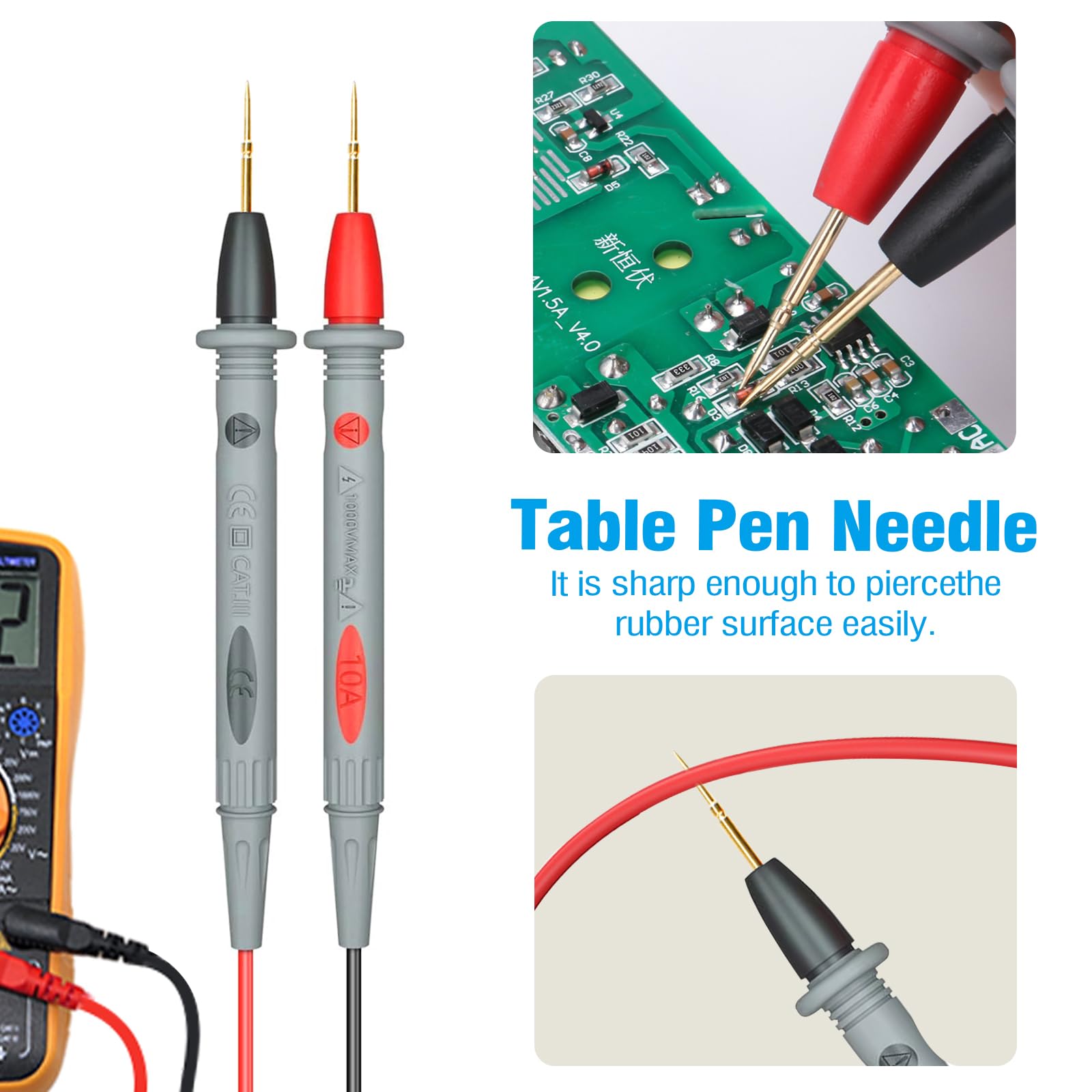 Professional Multimeter Test Leads Set with Alligator Clips - for Electric Circuits & DIY Experiments