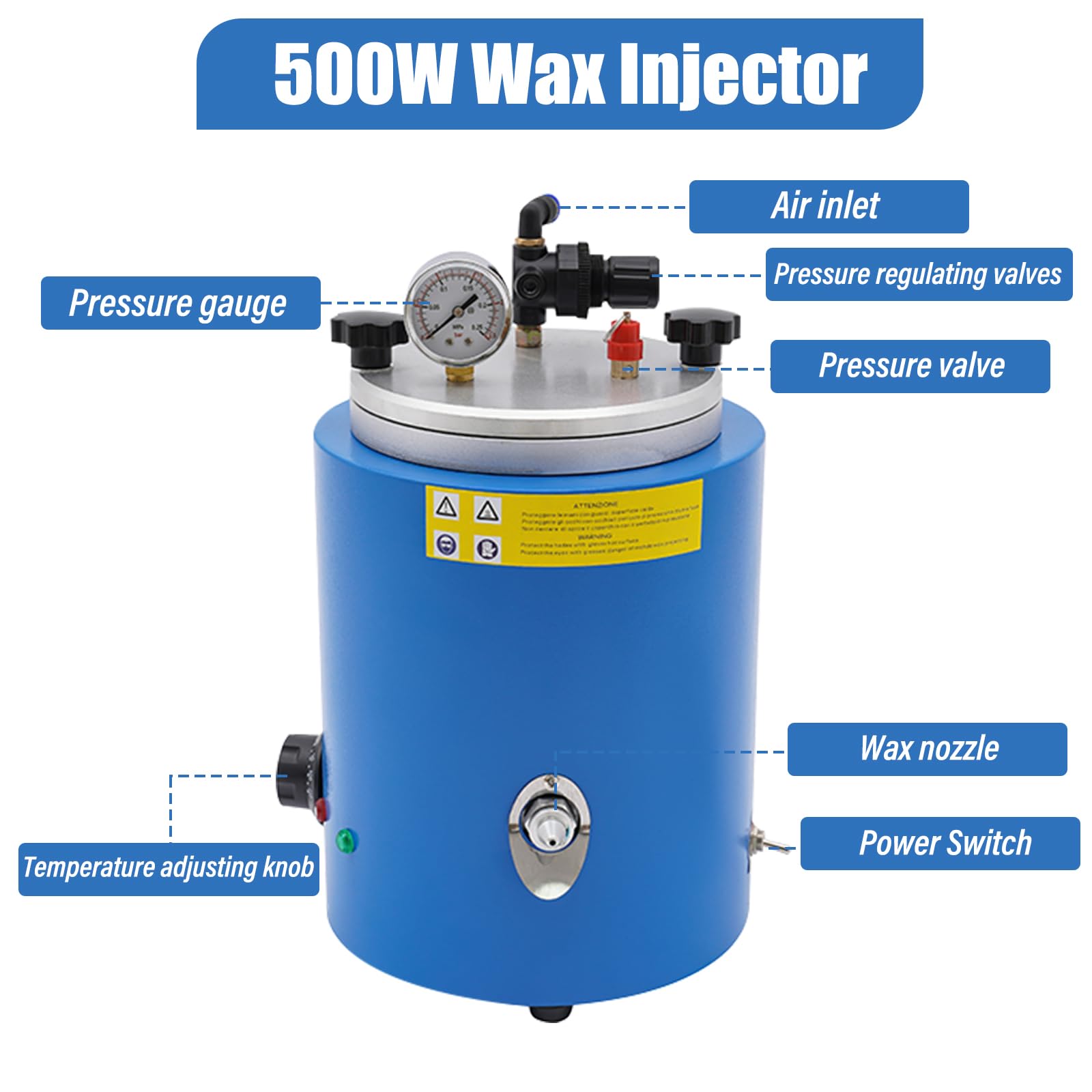 2.2L Wax Injector Machine - 500W Jewelry Wax Casting Equipment with Dual Nozzle & 86-230°F Temperature Control - Perfect for Jewelry Making, Dental Wax Models & DIY Craft Projects