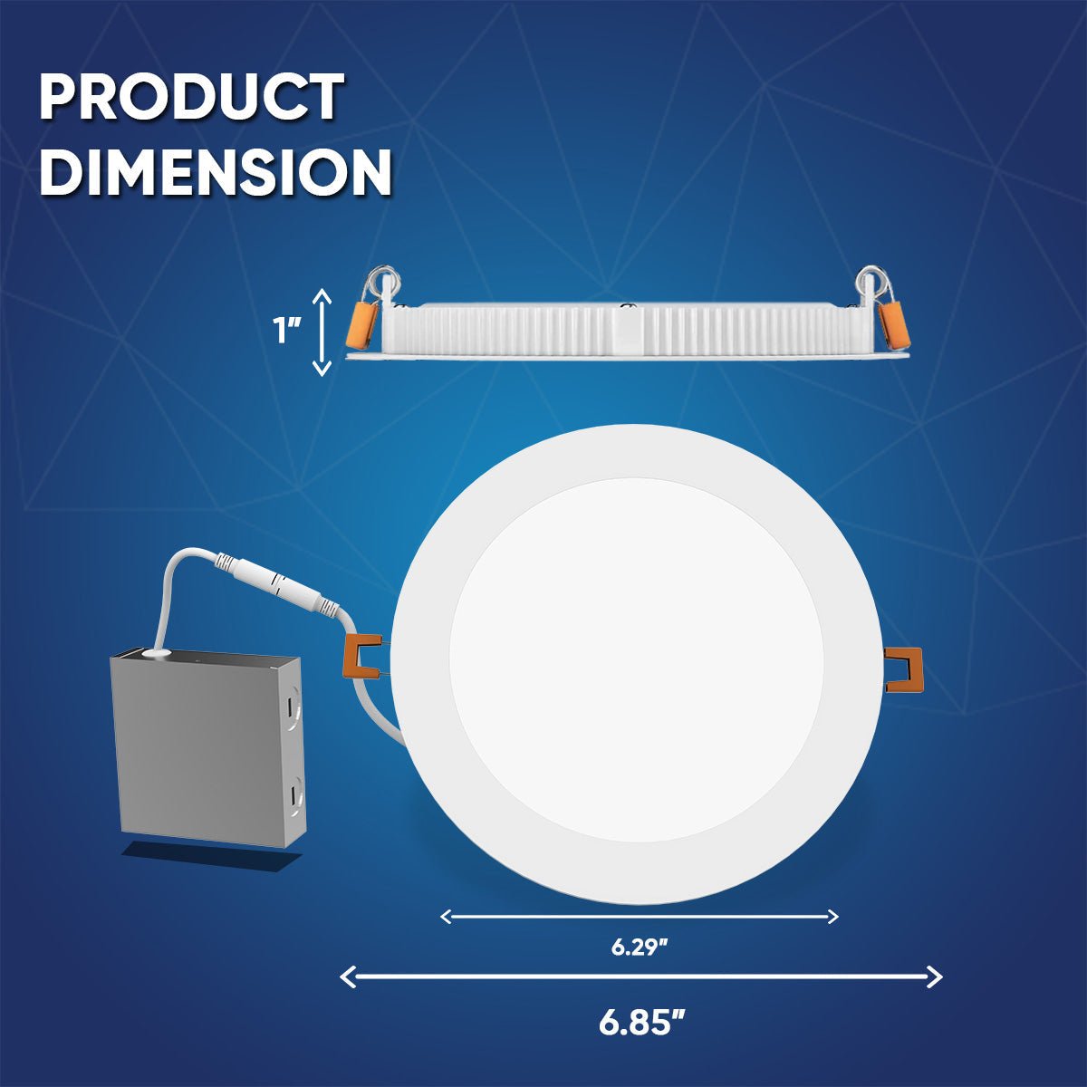 12W 6 Inch Ultra Thin LED Recessed Ceiling Light - 900LM, Dimmable Downlight with Junction Box, Damp Rated, ETL & Energy Star Certified - Perfect for Kitchens, Bathrooms & Living Rooms