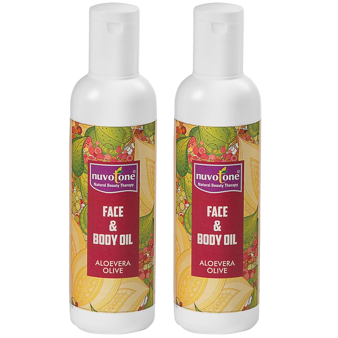 Nuvotone Aloe Vera Olive Face and Body Oil - Anti-Wrinkle Moisturizer for Men & Women | Hydrating Massage & Shimmer Oil with Almond, Olive & Orange Extracts | Pack of 2 (200ml) | Perfect for Daily Skincare, Spa Treatments & Glowing Skin