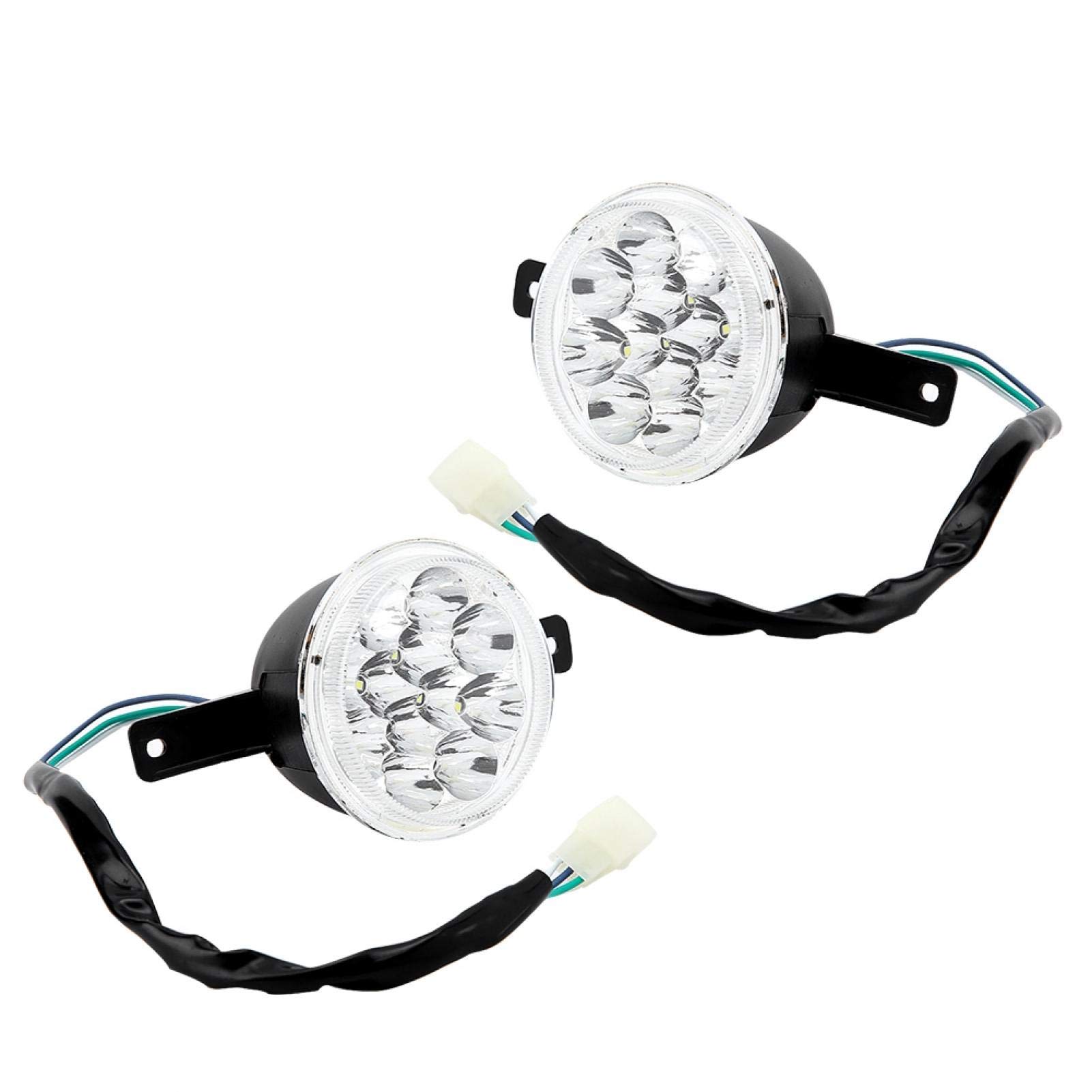 12V LED ATV Headlight Pair - High Brightness, Weatherproof, Round Clear Lens for 150cc 250cc Quad Dirt Bikes - Perfect for Night Off-Roading & Trail Riding