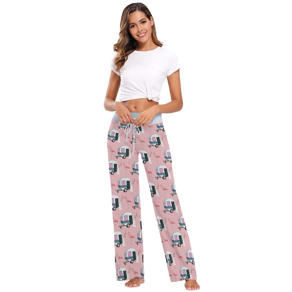 Women's Loose Comfortable Pajama Pants - Soft Drawstring Palazzo Wide Leg Lounge Pants for Sleep, Yoga & Home Relaxation