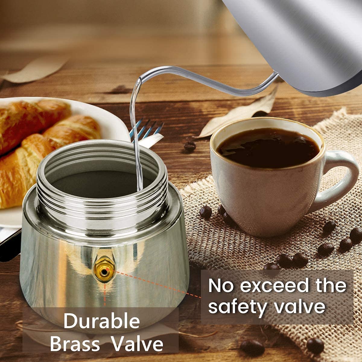 Godmorn 15oz Stovetop Espresso Maker - Italian Moka Pot Coffee Maker for Induction Cooktops, 450ml Stainless Steel Percolator (9 Cup Capacity) - Perfect for Home Brewing, Camping & Office Use