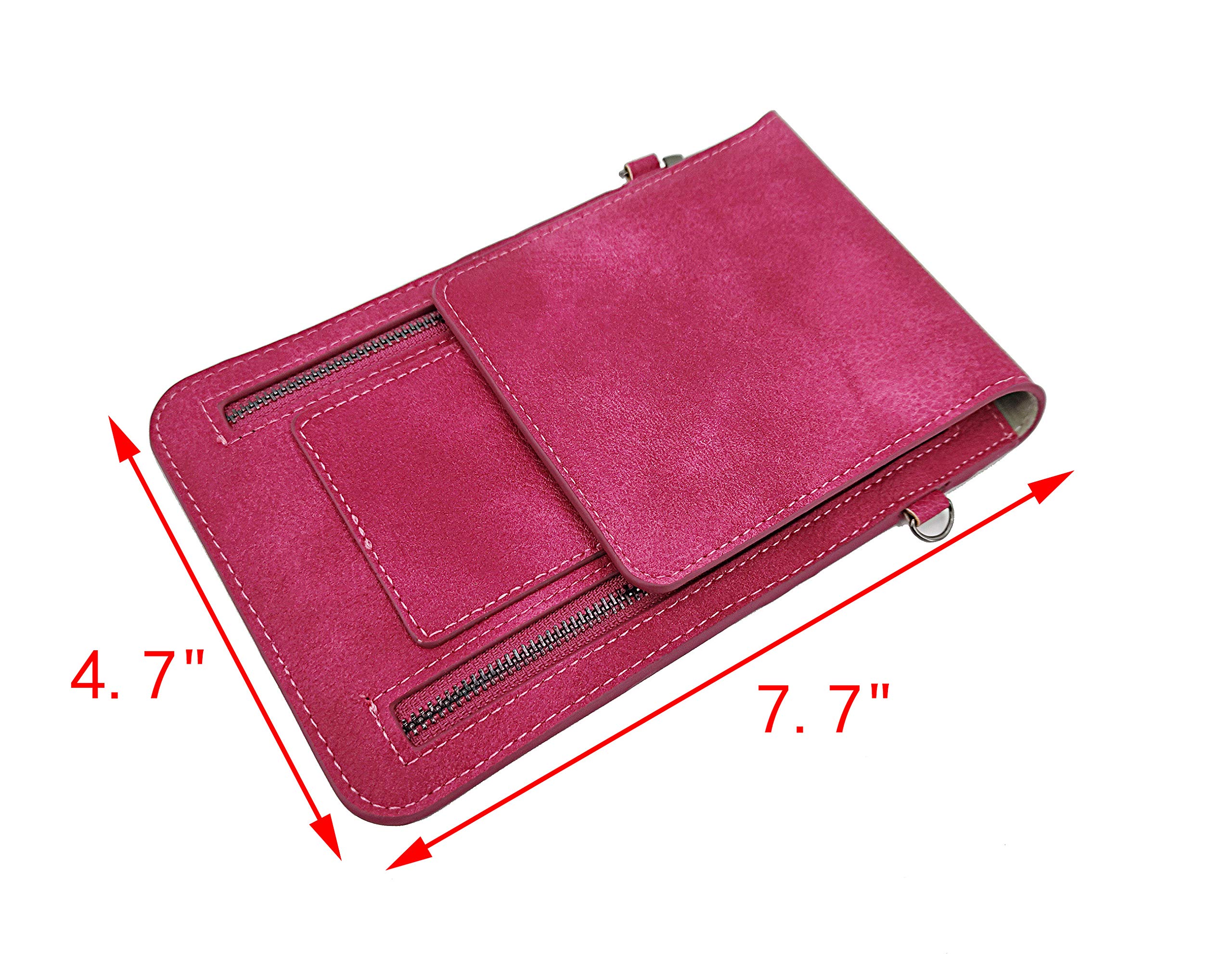 Stylish Synthetic Suede Leather Crossbody Phone Purse for Women - Adjustable Shoulder Strap, Rose Red (15355-ROSE RED-2D) - Perfect for Daily Use, Shopping & Travel