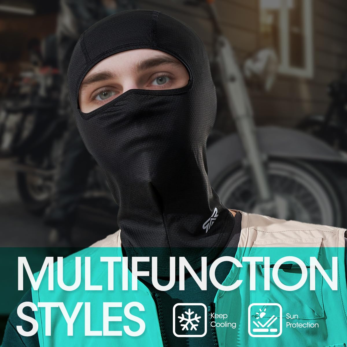 3-Pack Breathable Balaclava Face Mask for Men & Women - UV Sun Protection, Motorcycle Riding, Skiing, Hiking & Outdoor Sports - Full Face Cover for All Seasons