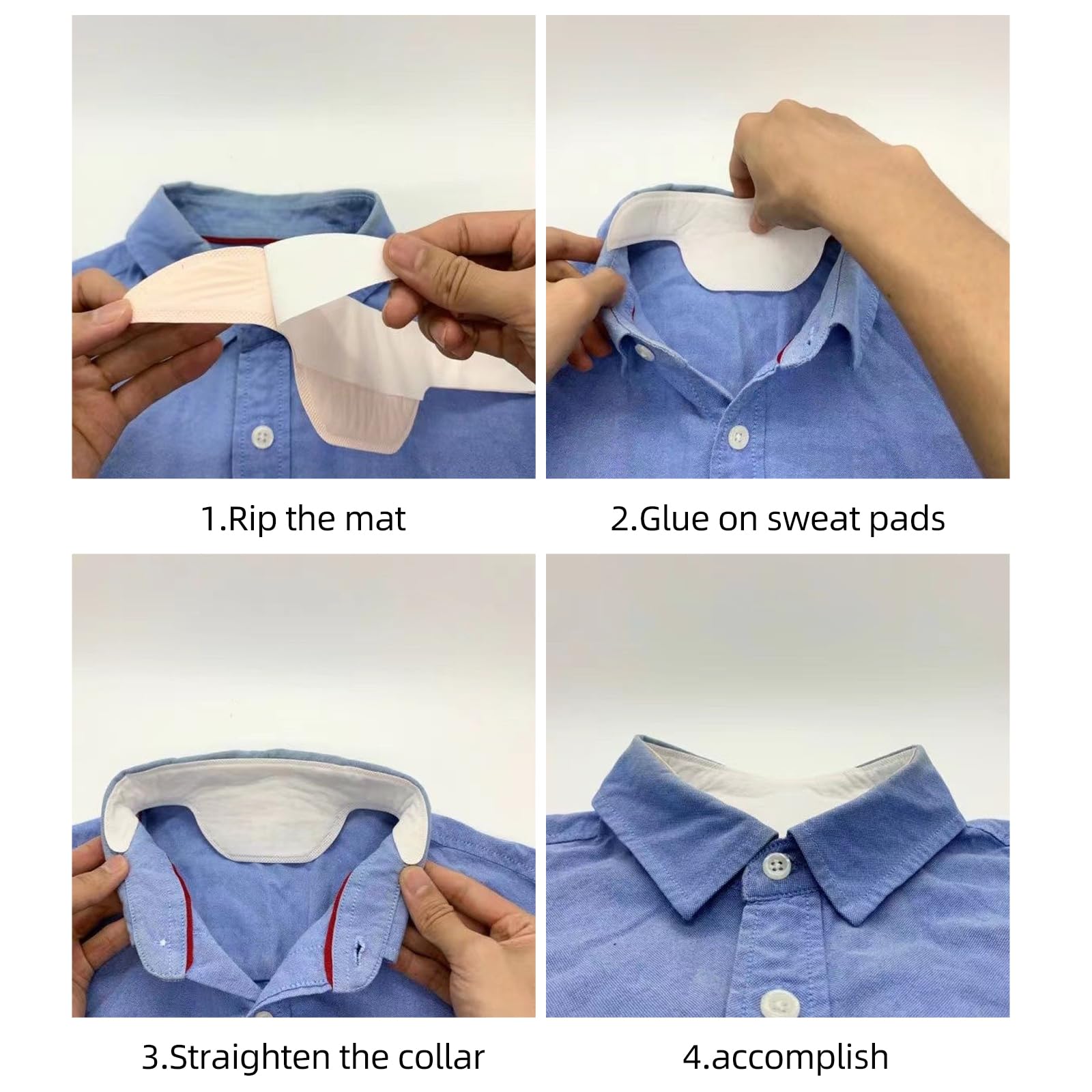 CANAGROW 80PCS Disposable Self-Adhesive Collar Protectors - Absorbent Sweat Pads for Shirts, Anti-Stain Neck Liners for Men & Women - Perfect for Work, Gym & Daily Wear