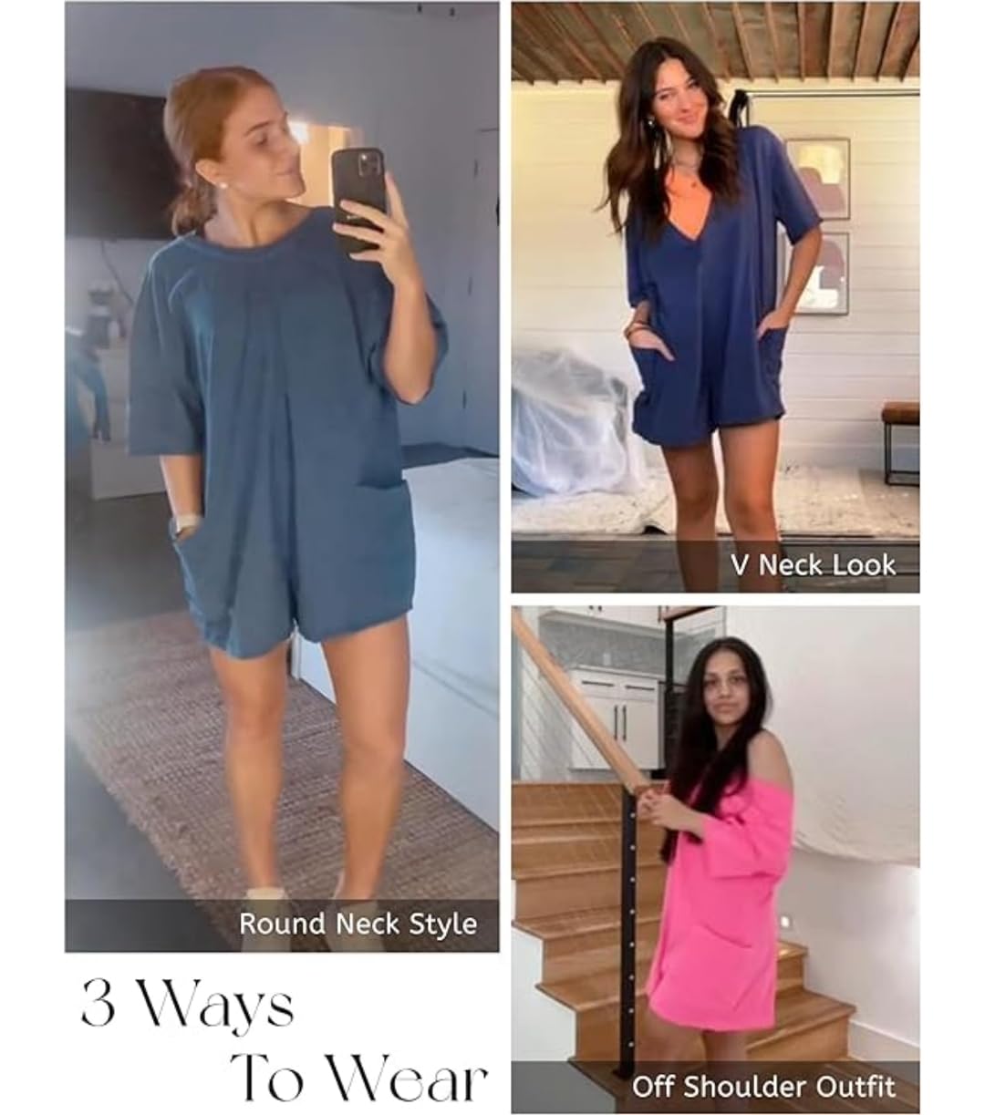 Women's Oversized Tee Romper - Summer Casual Backless Jumpsuit for Workout & Athletic Wear | Perfect for Gym, Yoga, Beach and Street Fashion