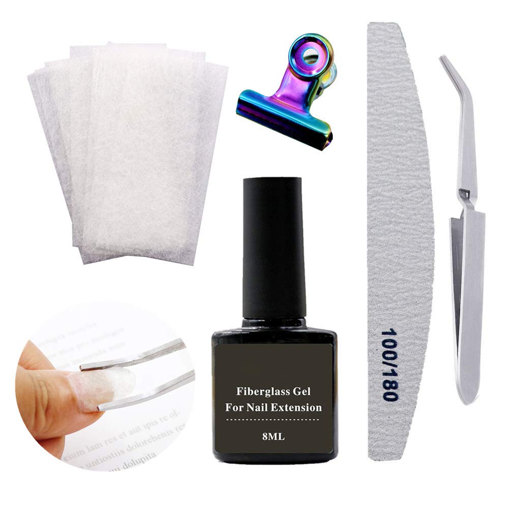 Professional Manicure Pedicure Set - 12-Piece Nail Care Kit with Buffers, Files, Non-Woven Silk Fiberglass Extensions, Tweezers & Shaped Clips for Gel Nail Art | Perfect for Home Salon, Travel & Gift Giving