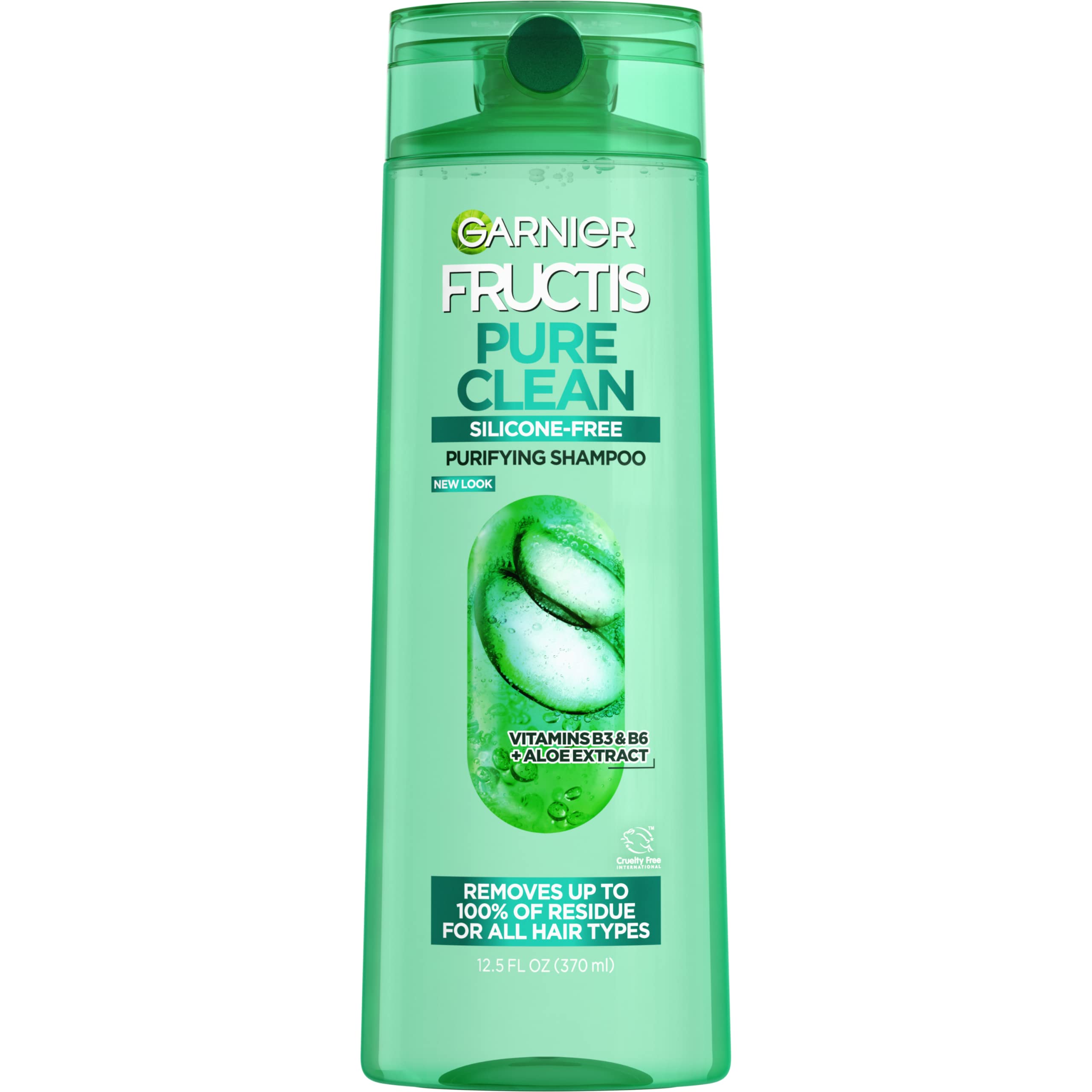 Garnier Fructis Pure Clean Purifying Shampoo - Silicone Free & Sulfate Free for Healthy Hair - 12.5 Fl Oz (1 Count) - Packaging May Vary - Perfect for Daily Use & Color-Treated Hair Care