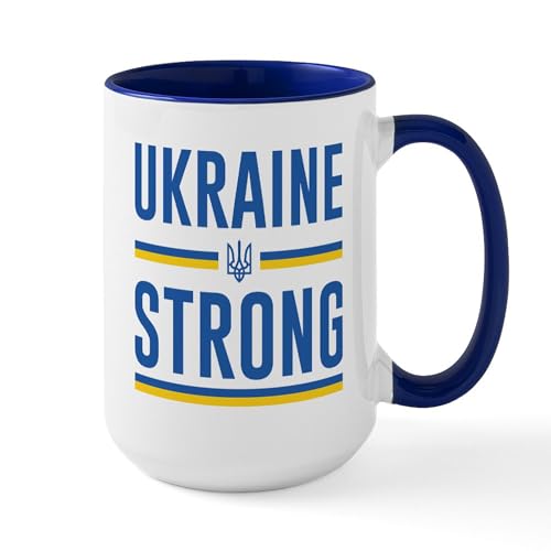 White/Navy Inside - Ukraine Strong Large Mug